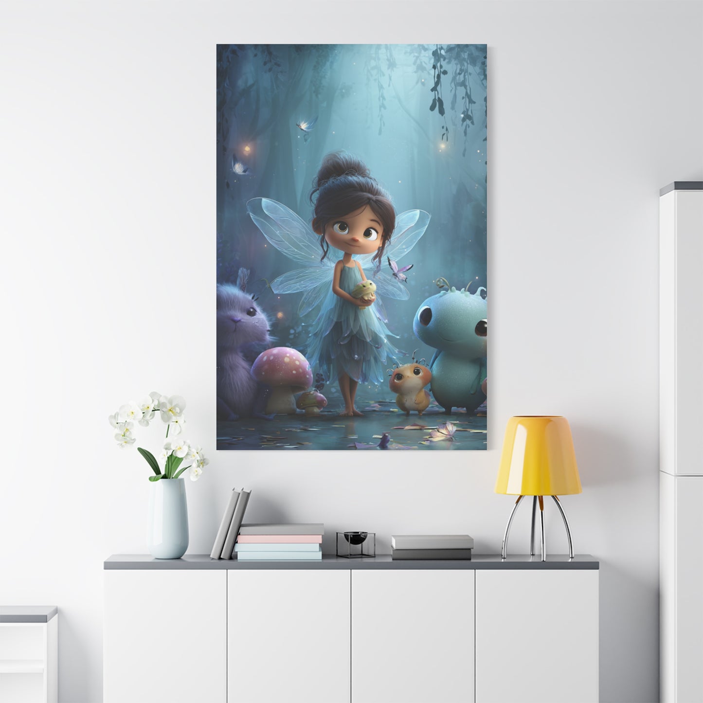 Whimsical Fairy Canvas Art Print, Enchanted Decor for Kids' Rooms, Fantasy Wall Art, Magical Gift for Birthdays, Nursery Decoration