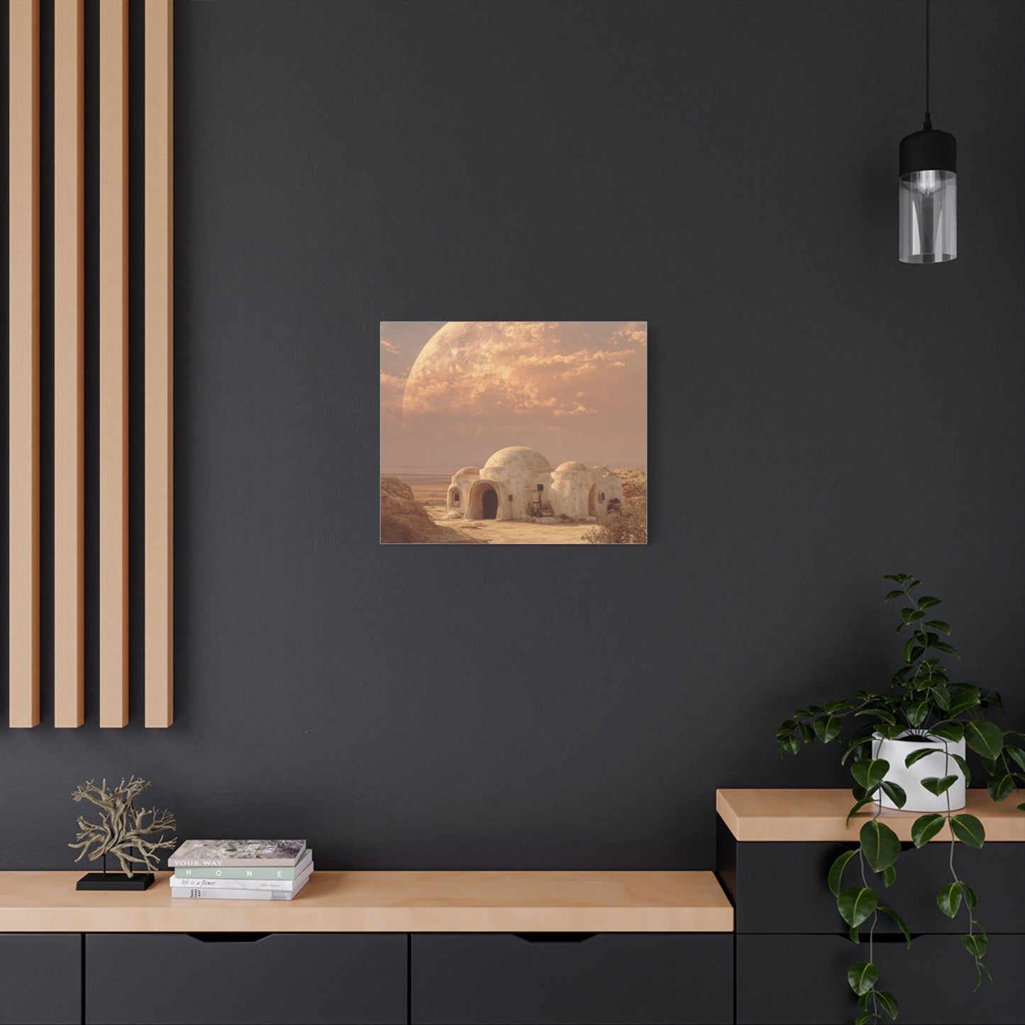 Stretched Canvas Art Print, Matte Wall Decor, Desert Landscape, Home Office Art, Gift for Art Lovers, Space Decor, Unique Wall Art