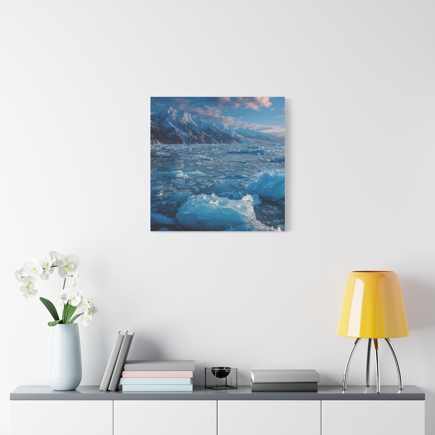 Serene Blue Glacier Canvas Wall Art, Landscape Decor, Home Serenity, Nature Prints for Living Room, Office, Gift Ideas