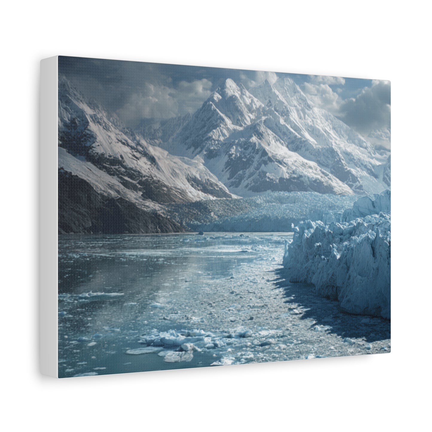 Stretched Canvas Art Print - Serene Glacier Landscape, Wall Decor, Nature Artwork, Gift for Nature Lovers, Home Décor, Winter Scene