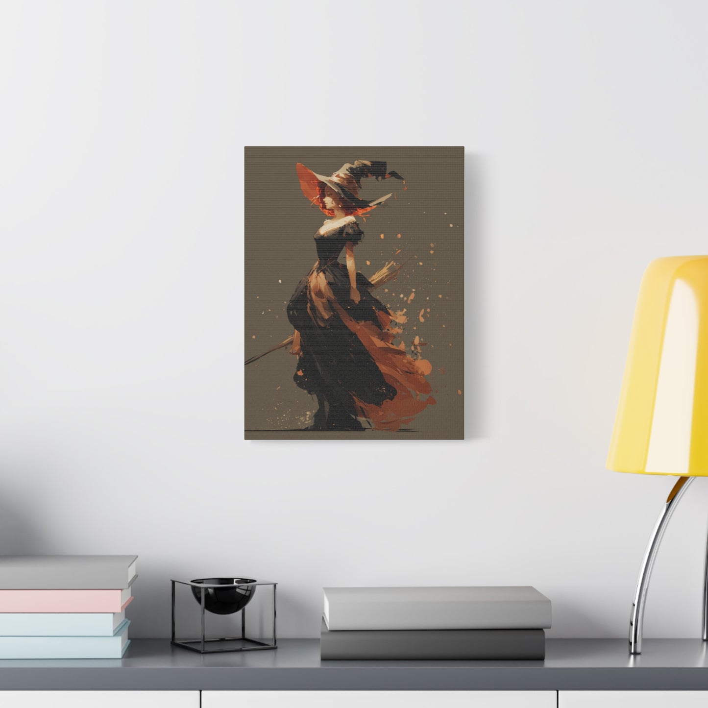 Witch Art Canvas Wall Decor, Magical Witch Painting, Halloween Home Decor, Modern Art Print, Witchcraft Wall Art