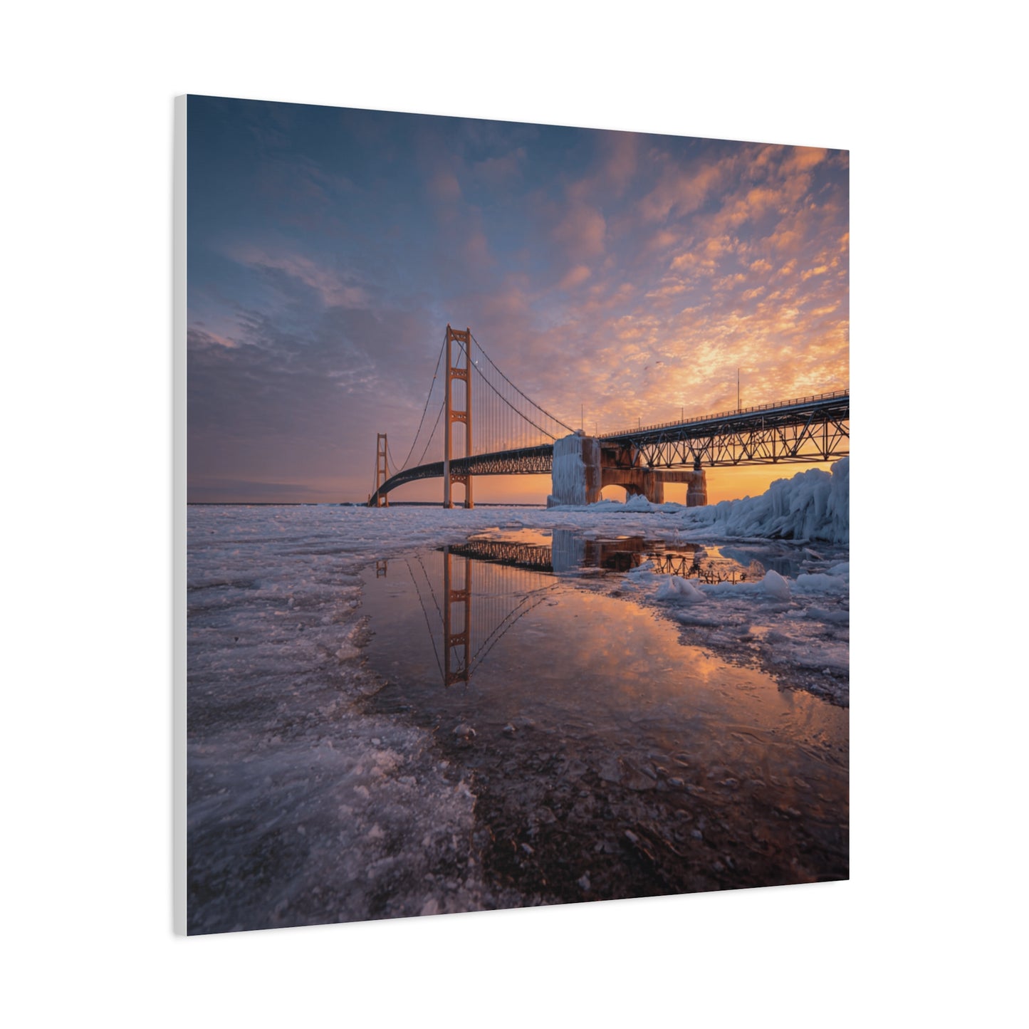Framed Canvas Wall Art, Stunning Michigan Bridge, Home Decor, Gift for Art Lovers, Modern Aesthetic, Nature Photography