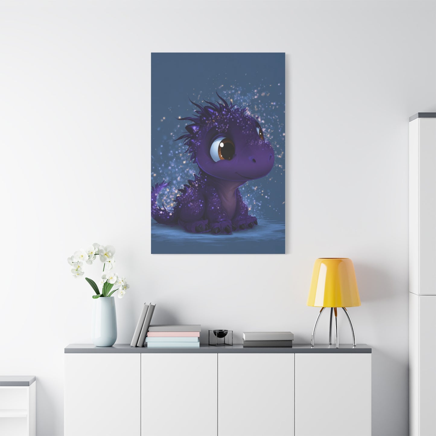 Whimsical Dragon Canvas Art, Cute Nursery Decor, Fantasy Wall Decor, Kids Room Art, Magical Home Gift, Birthday Gift