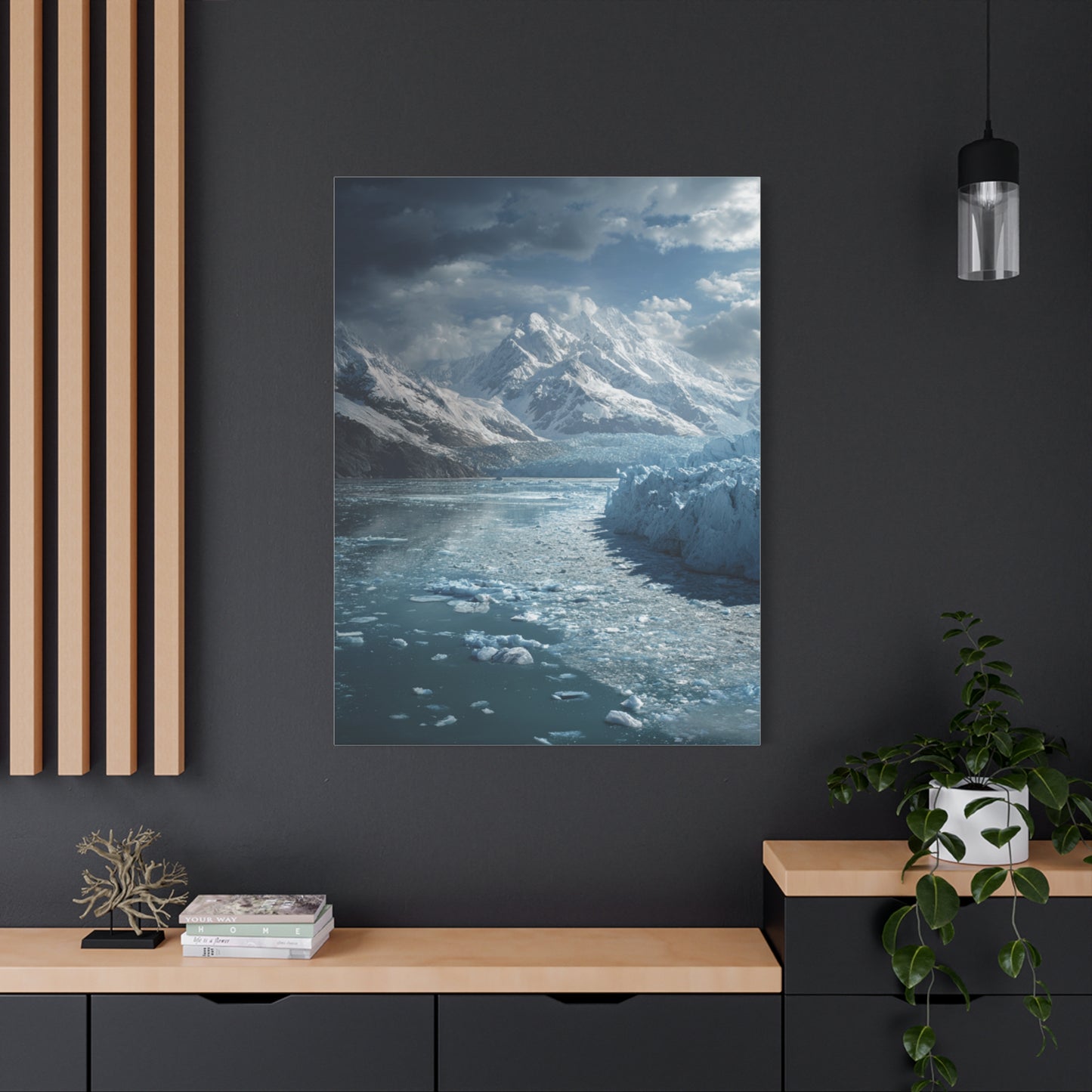 Stretched Canvas Art Print - Serene Glacier Landscape, Wall Decor, Nature Artwork, Gift for Nature Lovers, Home Décor, Winter Scene