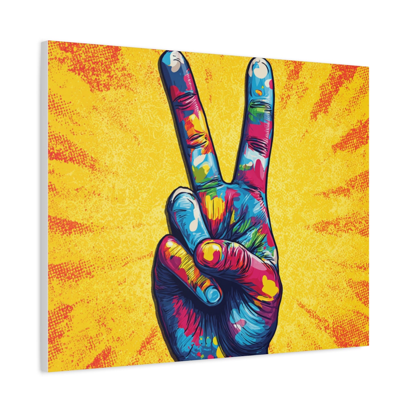 Canvas Print - Hand Peace Sign Pop Art Style