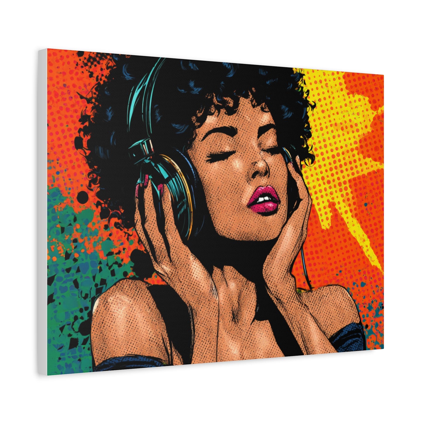 Vibrant Canvas Wall Art, Pop Art Painting, Music Lover