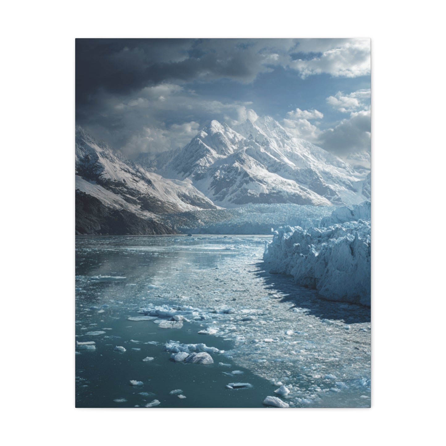 Stretched Canvas Art Print - Serene Glacier Landscape, Wall Decor, Nature Artwork, Gift for Nature Lovers, Home Décor, Winter Scene