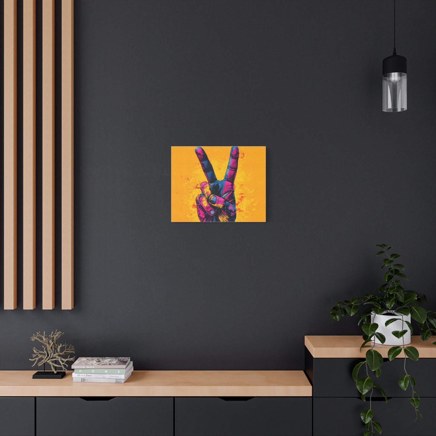 Canvas Print - Hand in Peace Sign, Colorful Pop Art