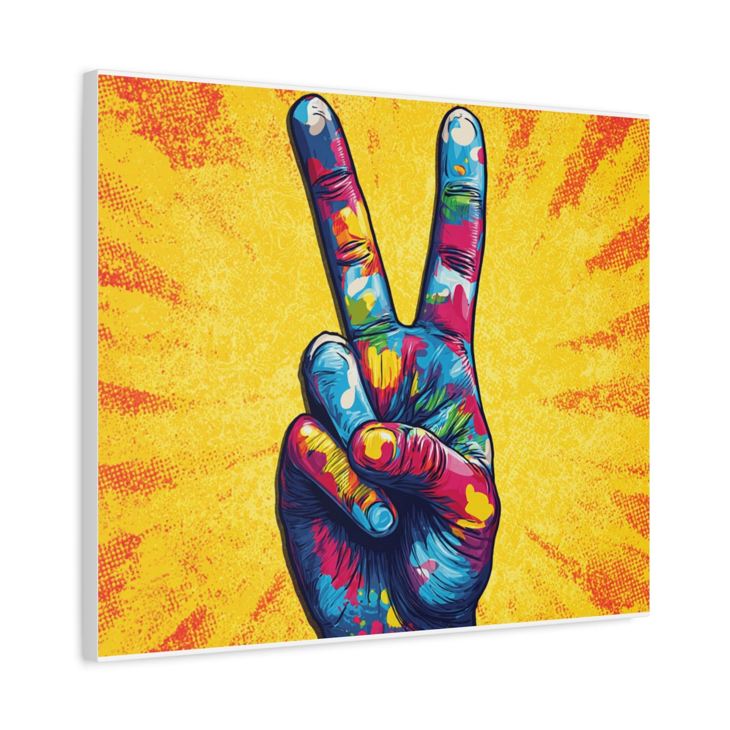Canvas Print - Hand Peace Sign Pop Art Style