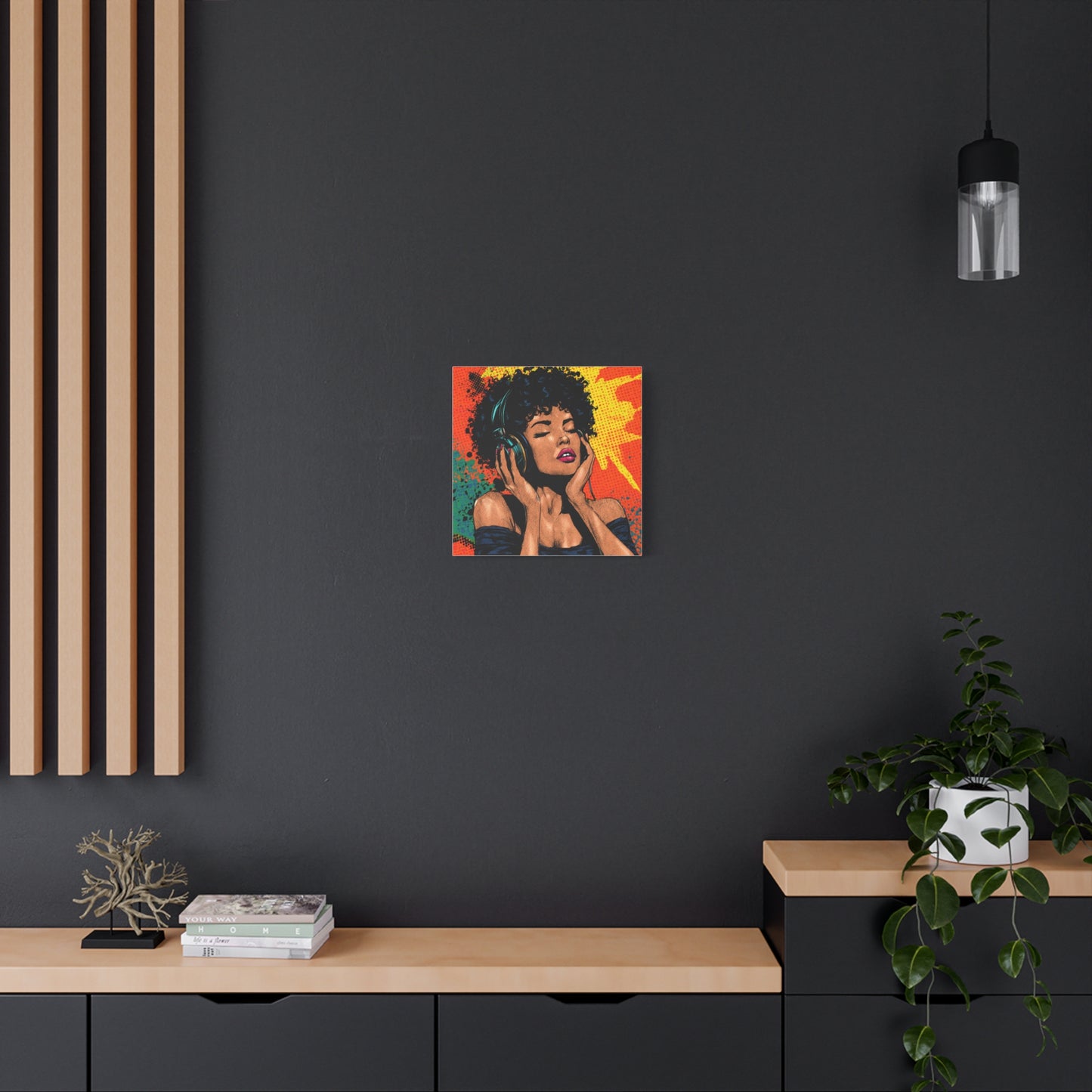 Vibrant Canvas Wall Art, Pop Art Painting, Music Lover