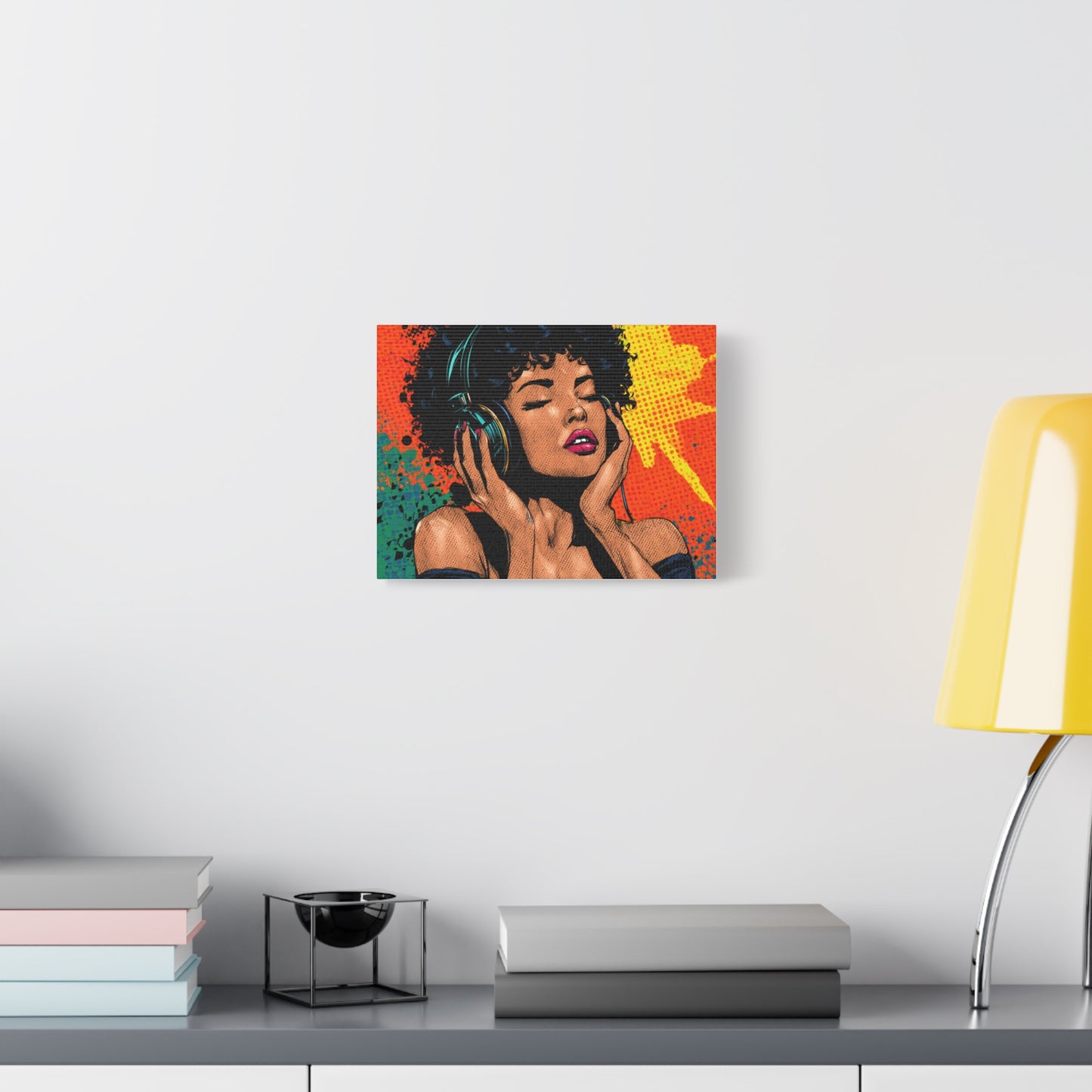 Vibrant Canvas Wall Art, Pop Art Painting, Music Lover