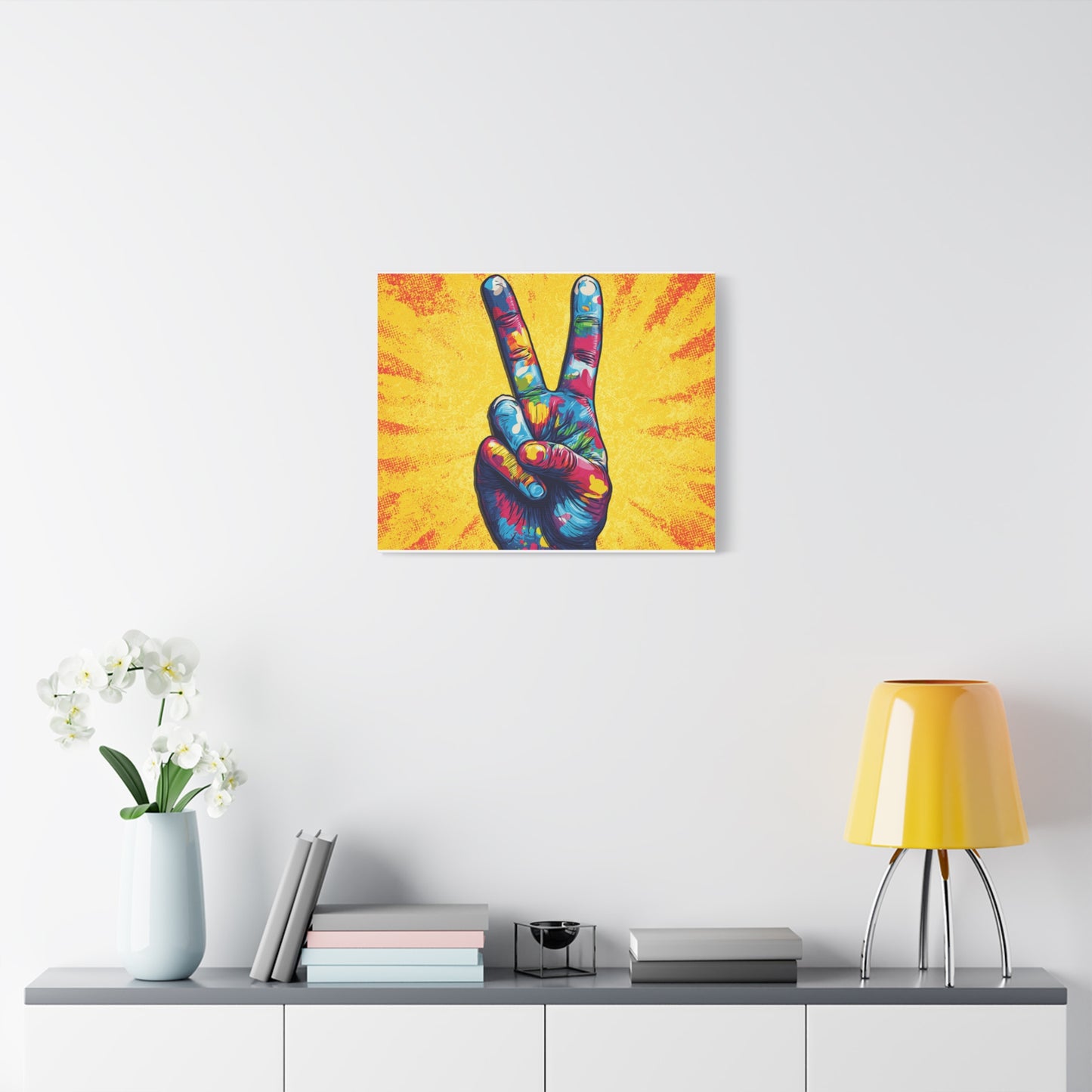Canvas Print - Hand Peace Sign Pop Art Style