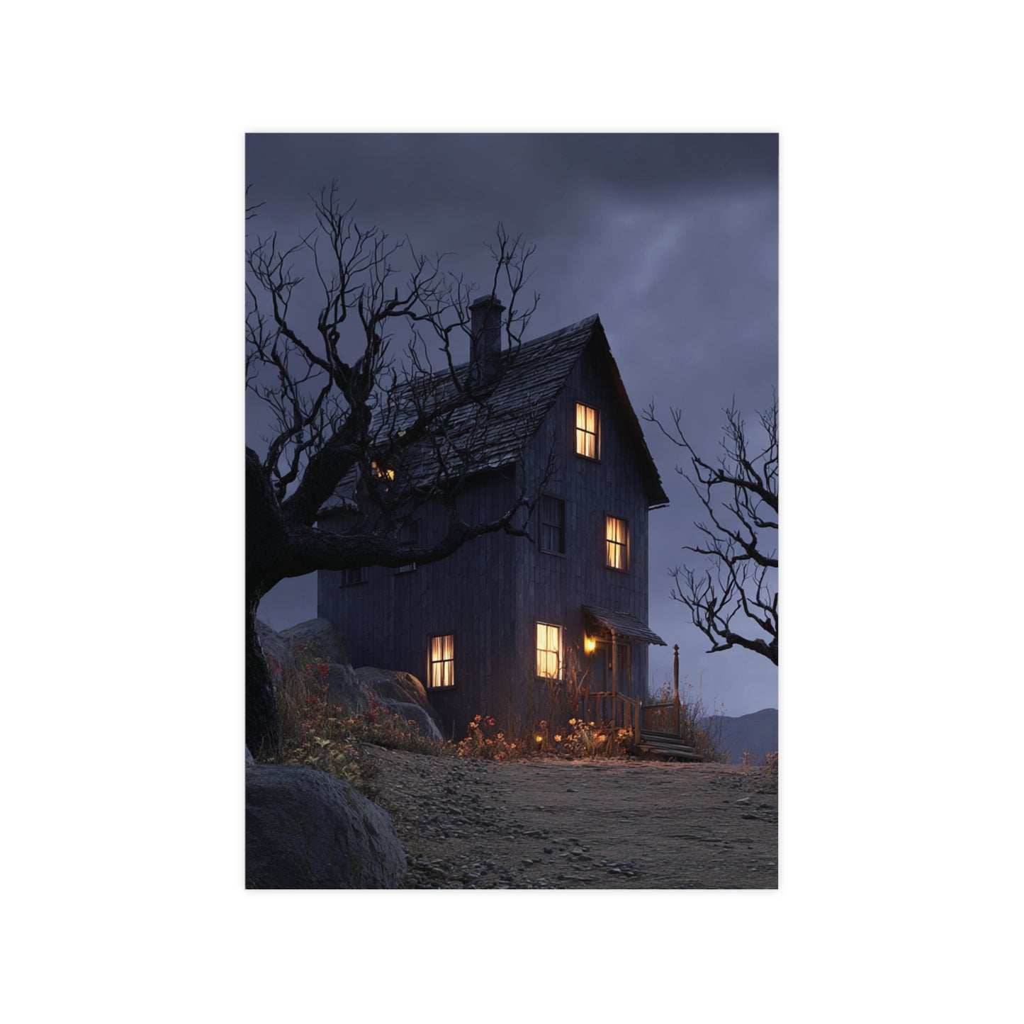 Haunting Home Posters, Dark Aesthetic Wall Art, Cozy Living Room Decor, Spooky Artwork, Halloween Decoration