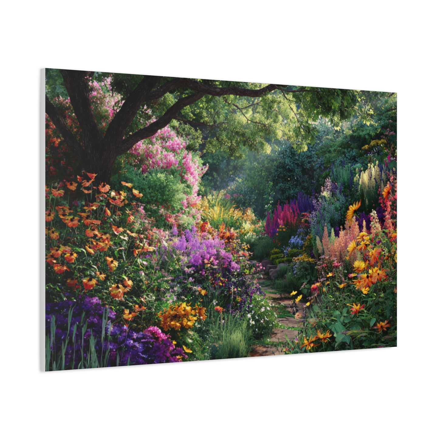 Vibrant Garden Canvas Art, Nature Wall Decor, Floral Home Accent, Landscape Print, Botanical Artwork for Any Room