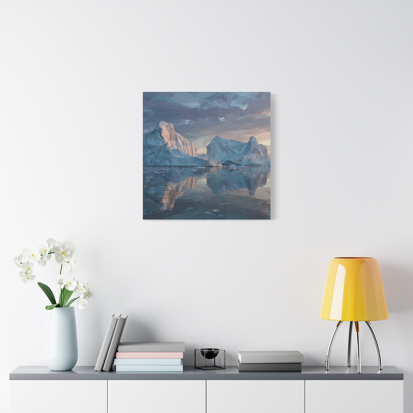 Stretched Canvas Art Print, Geometric Landscape Wall Decor, Minimalist Home Accent, Nature-Inspired Artwork, Unique Gift Idea