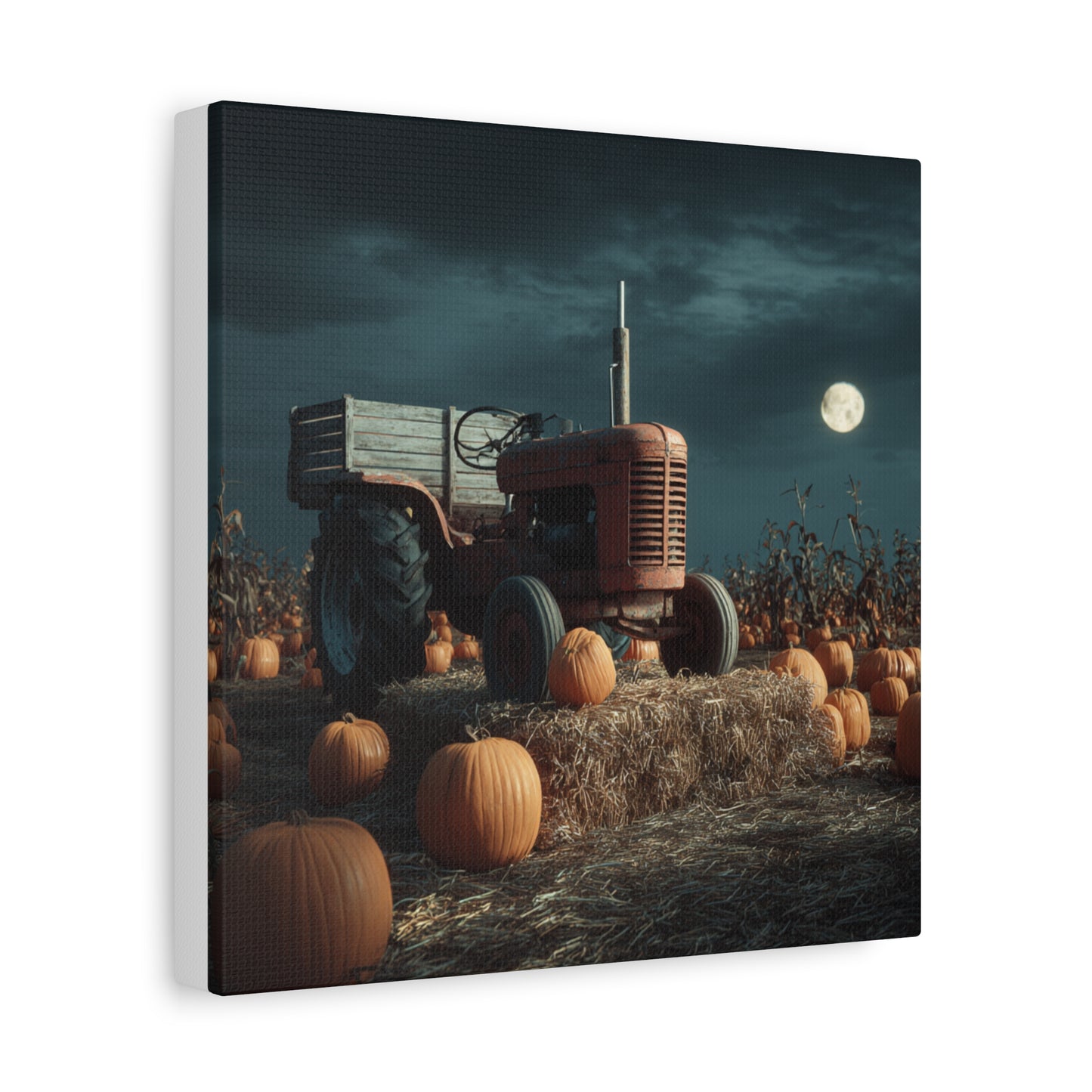 Canvas Print - Tractor in Pumpkin Patch Autumn Scene