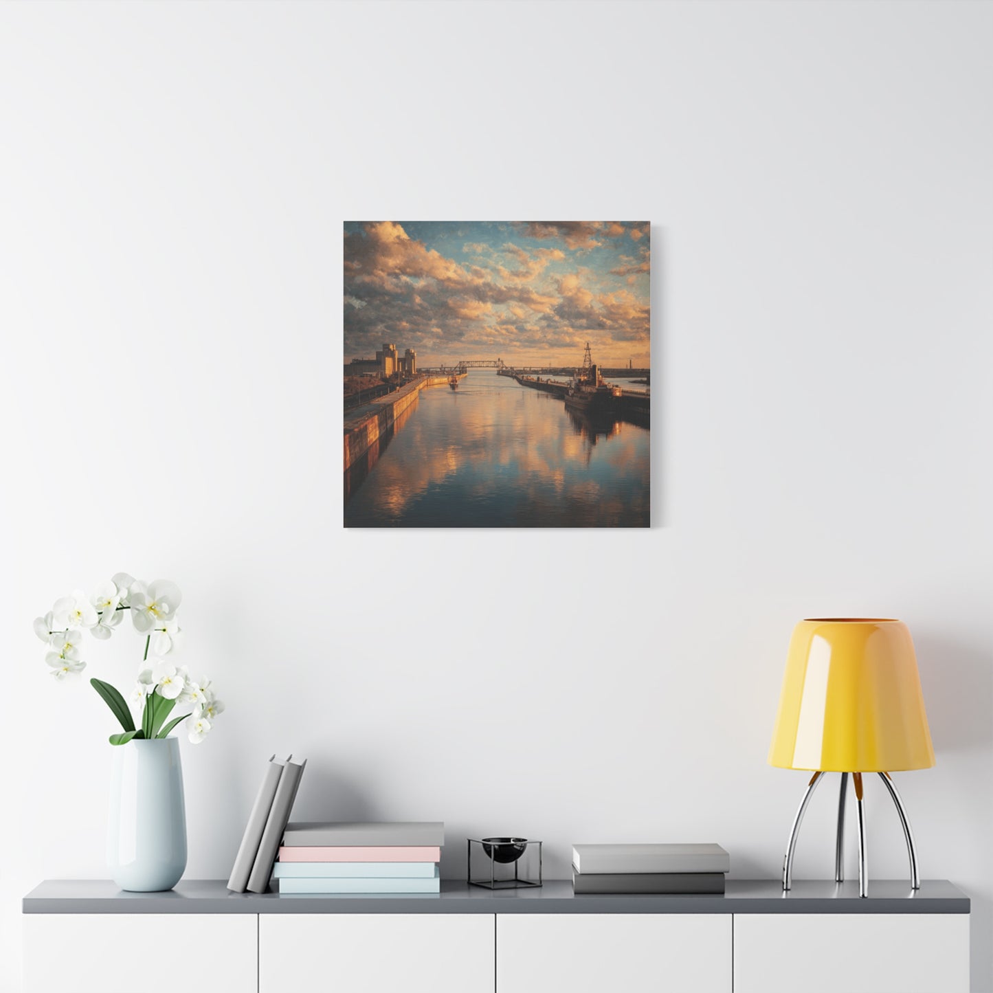 Stretched Canvas Wall Art, Serene River Reflection, Home Decor, Modern Aesthetic, Nature Photography, Gift Idea, Inspirational Decor