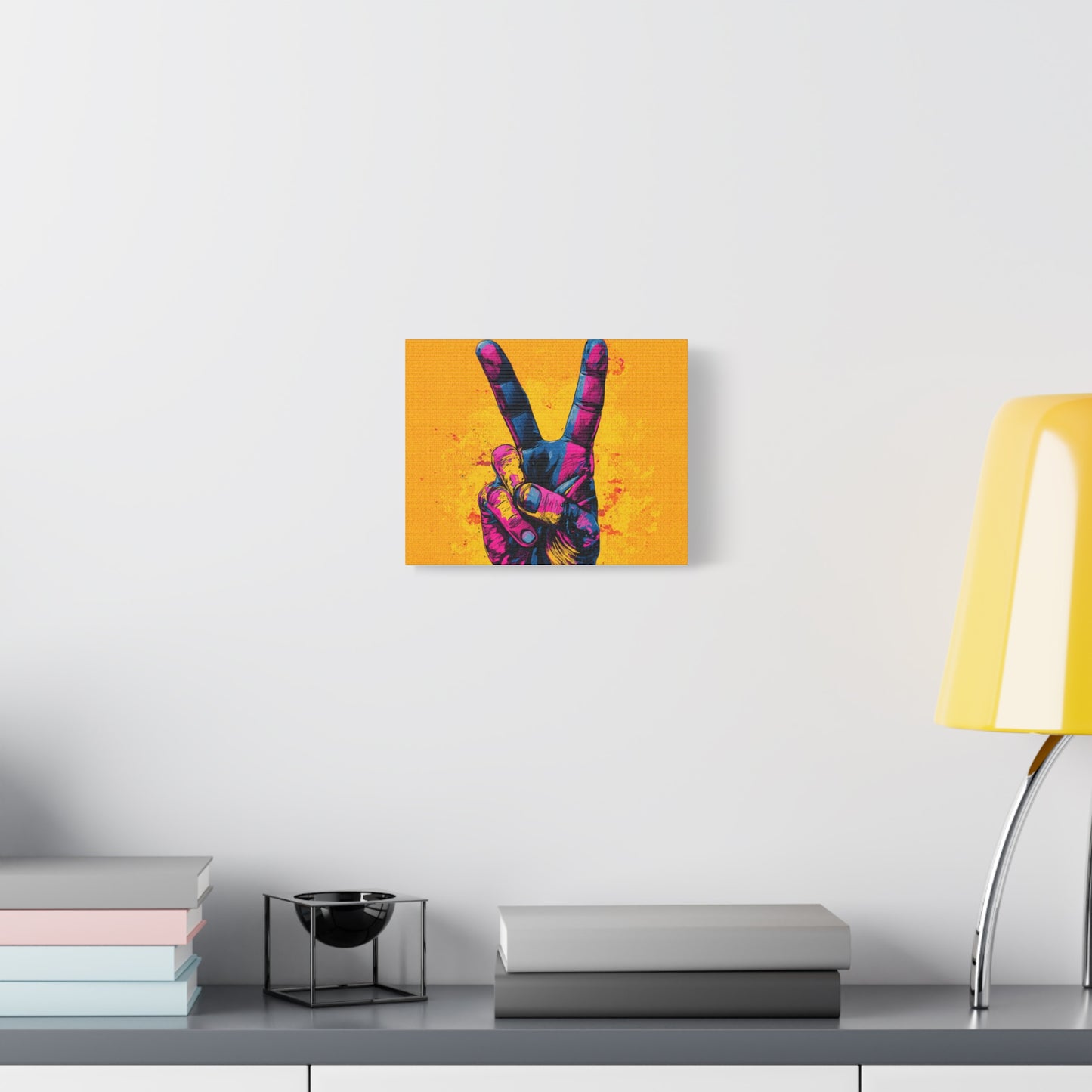 Canvas Print - Hand in Peace Sign, Colorful Pop Art