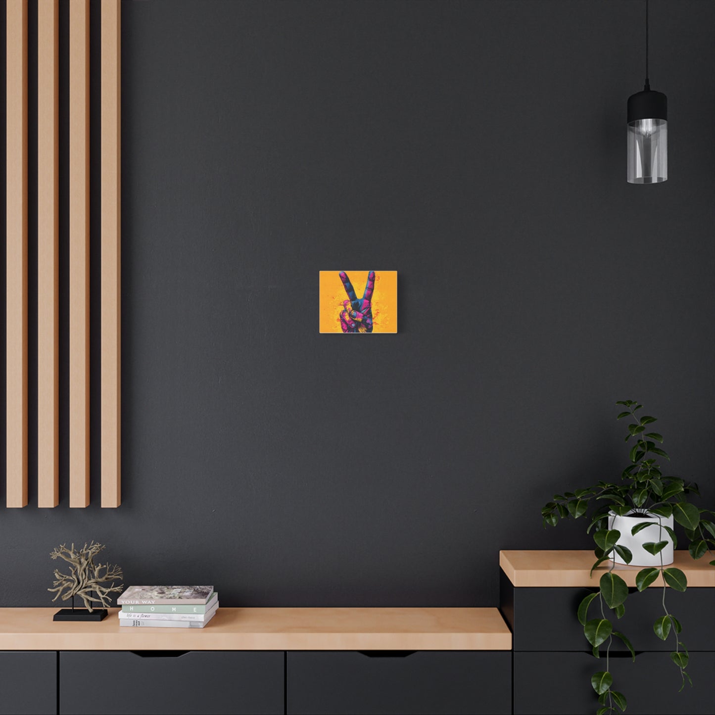 Canvas Print - Hand in Peace Sign, Colorful Pop Art