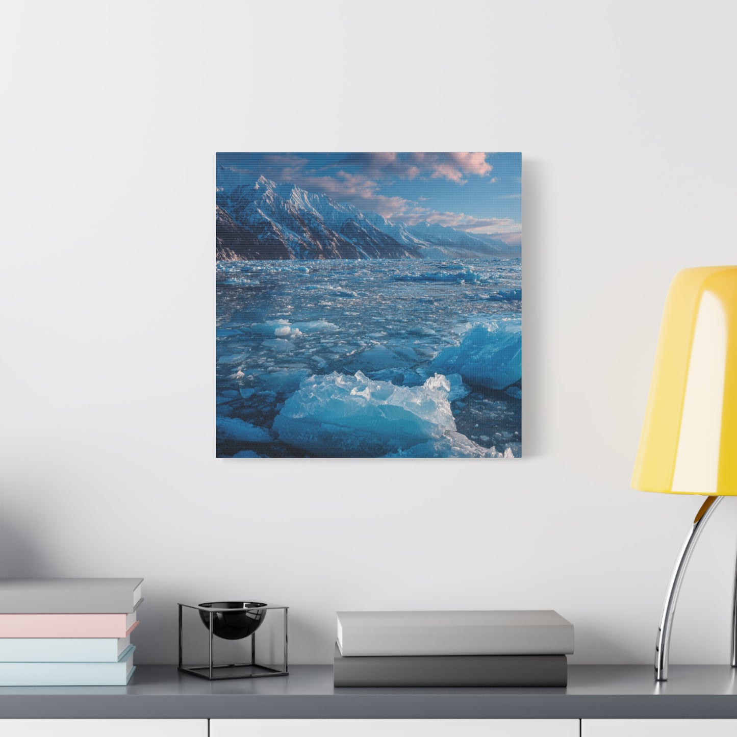 Serene Blue Glacier Canvas Wall Art, Landscape Decor, Home Serenity, Nature Prints for Living Room, Office, Gift Ideas