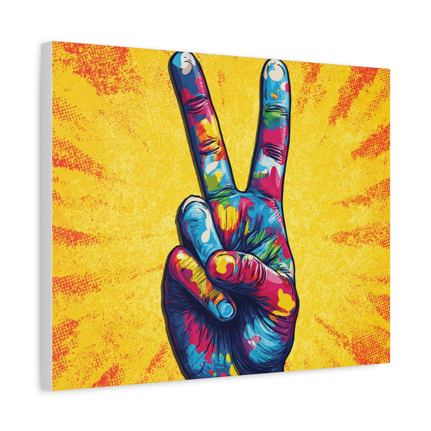 Canvas Print - Hand Peace Sign Pop Art Style