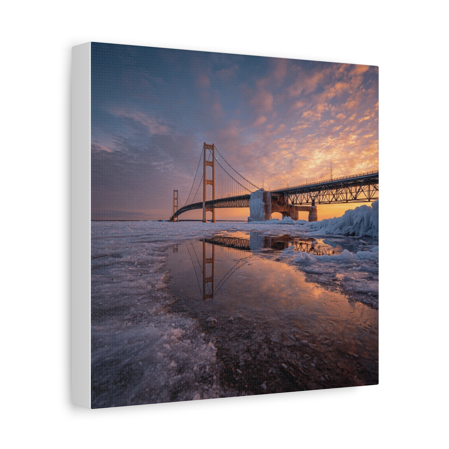 Framed Canvas Wall Art, Stunning Michigan Bridge, Home Decor, Gift for Art Lovers, Modern Aesthetic, Nature Photography