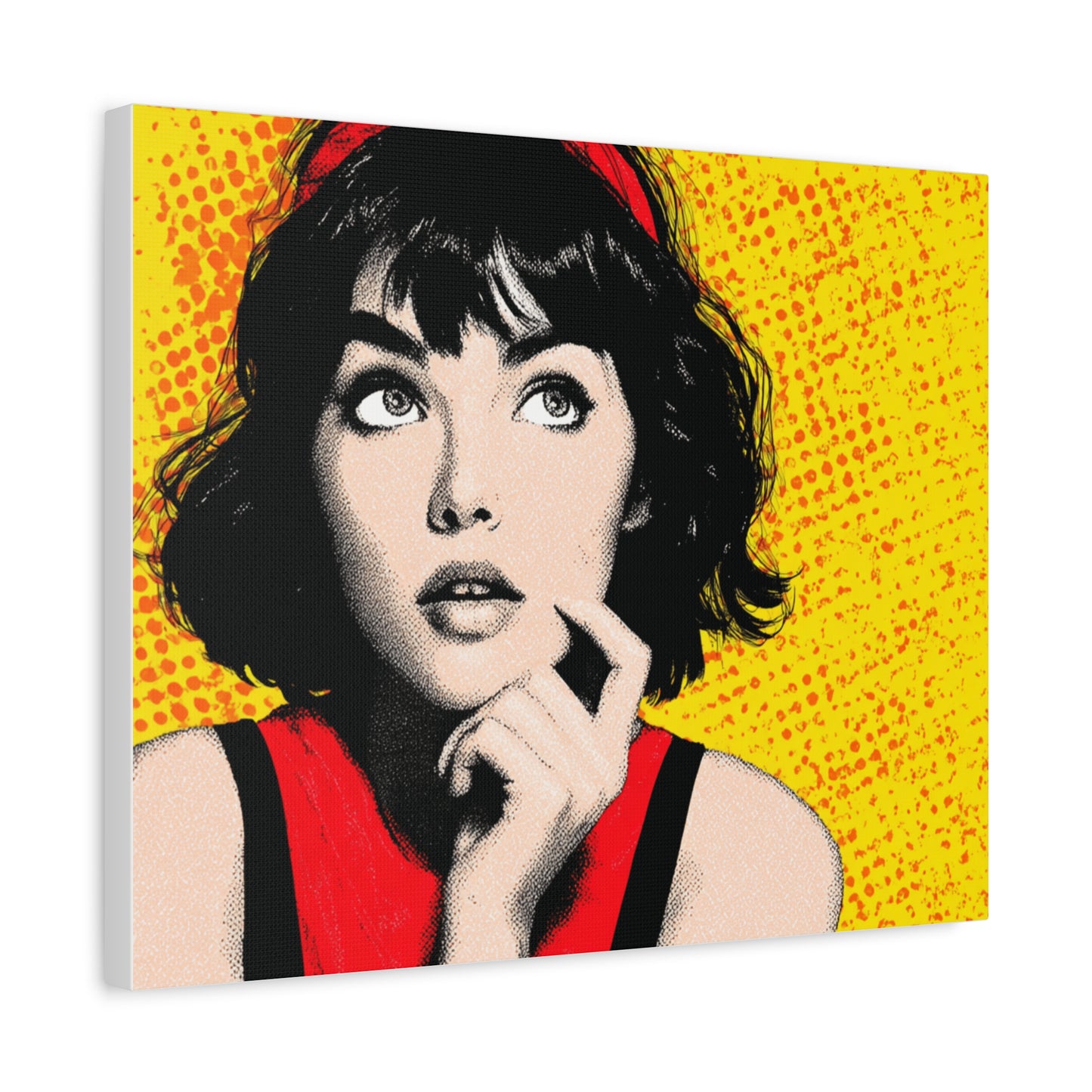 Canvas Print - Pop Art Woman with Black Hair and Red Accents
