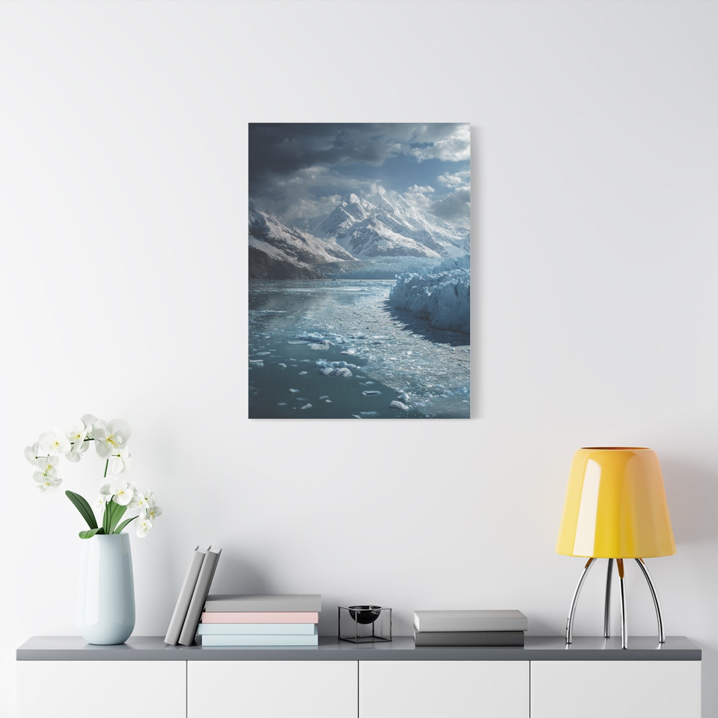 Stretched Canvas Art Print - Serene Glacier Landscape, Wall Decor, Nature Artwork, Gift for Nature Lovers, Home Décor, Winter Scene