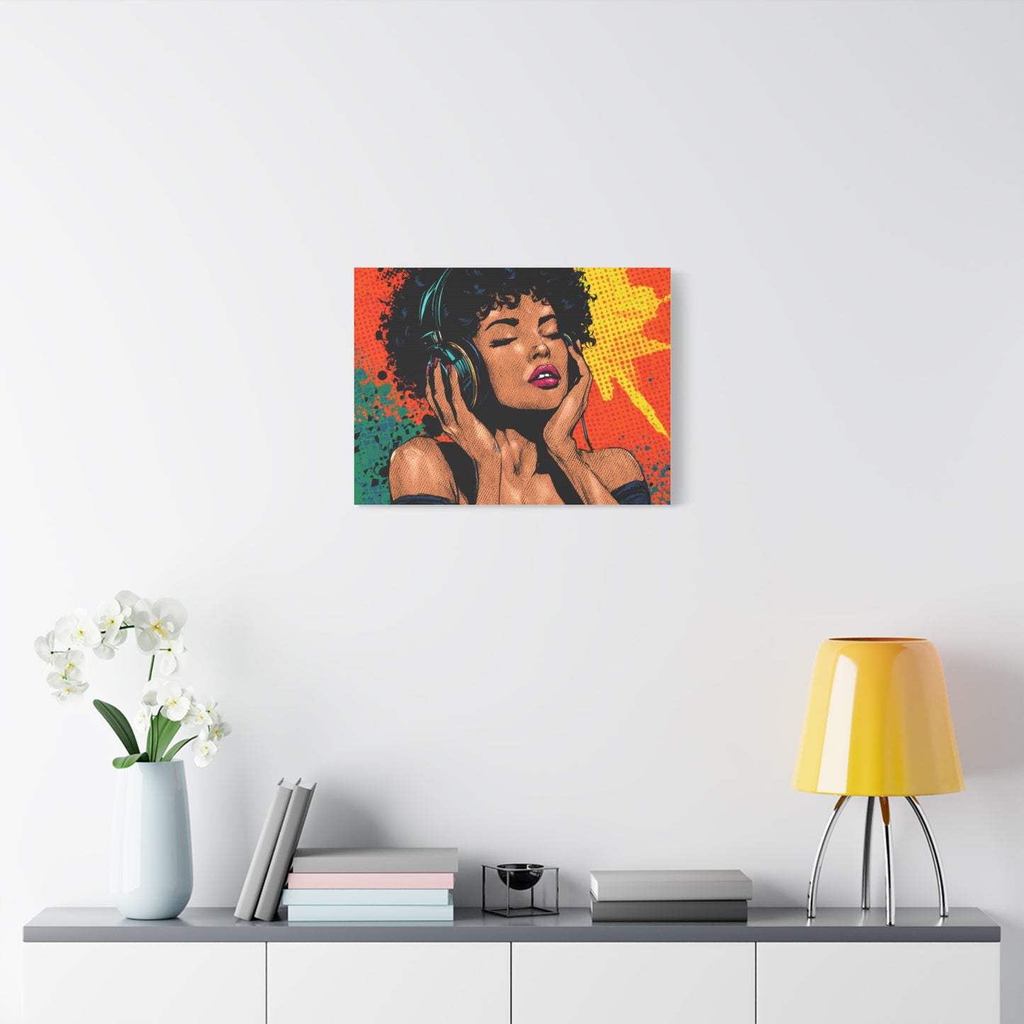 Vibrant Canvas Wall Art, Pop Art Painting, Music Lover