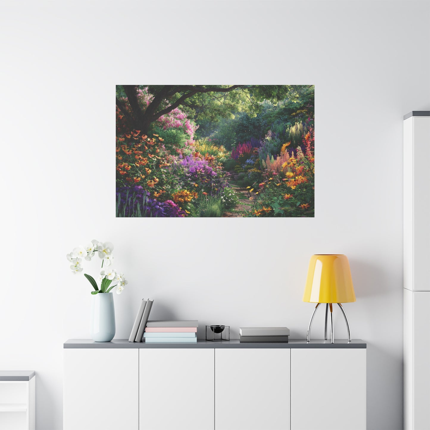 Vibrant Garden Canvas Art, Nature Wall Decor, Floral Home Accent, Landscape Print, Botanical Artwork for Any Room