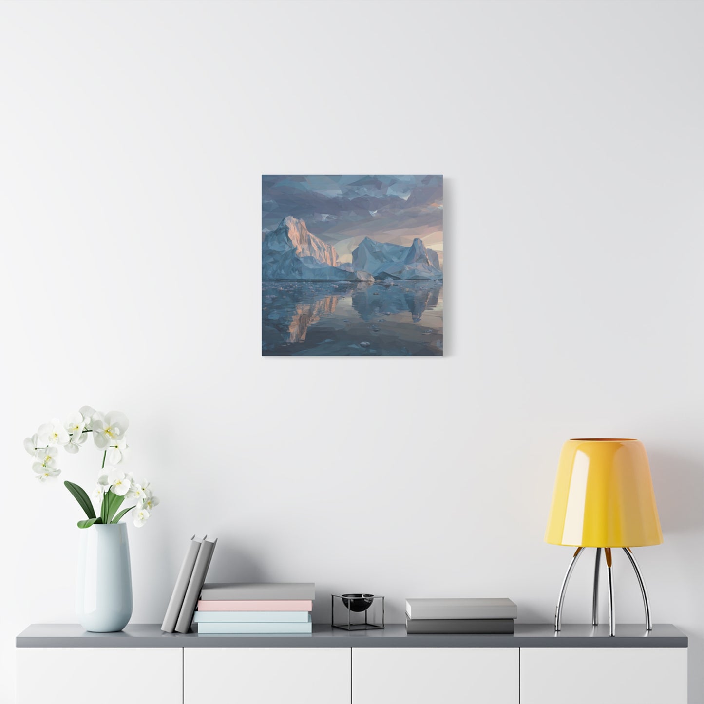 Stretched Canvas Art Print, Geometric Landscape Wall Decor, Minimalist Home Accent, Nature-Inspired Artwork, Unique Gift Idea