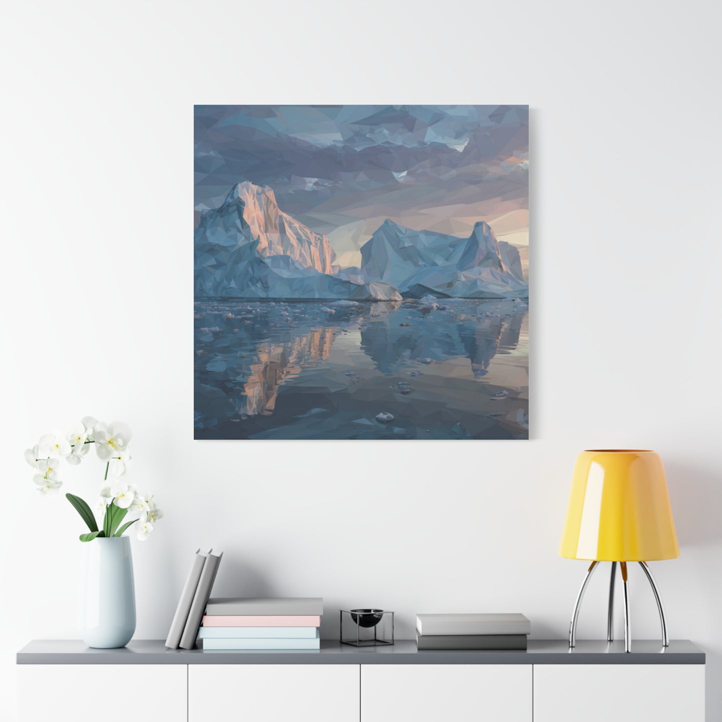 Stretched Canvas Art Print, Geometric Landscape Wall Decor, Minimalist Home Accent, Nature-Inspired Artwork, Unique Gift Idea