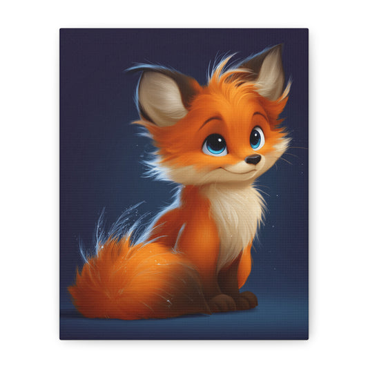 Whimsical Fox Canvas Art Print, Cute Wall Decor, Animal Lover Gift, Children's Room Decor, Nursery Wall Art, Fox Artwork