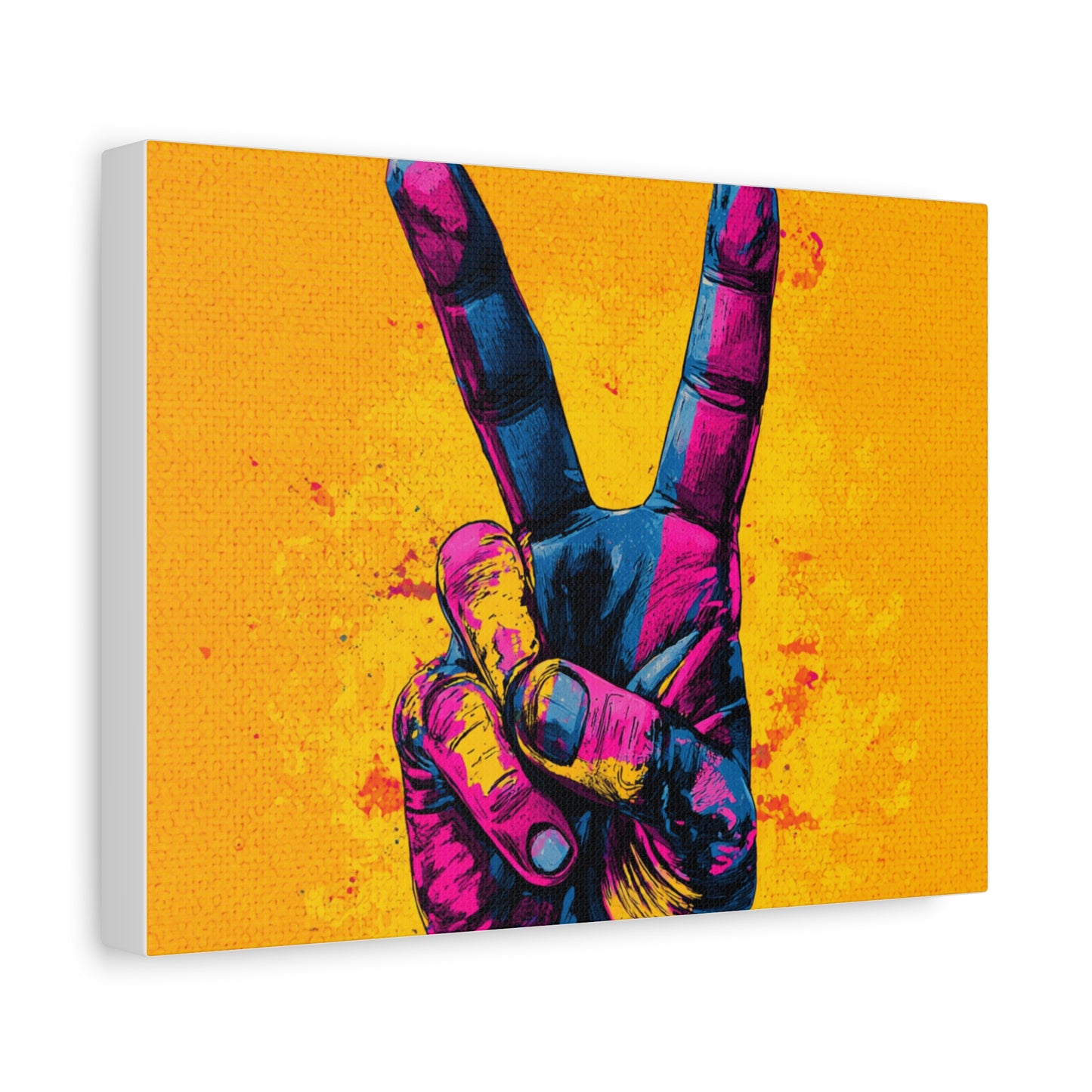 Canvas Print - Hand in Peace Sign, Colorful Pop Art