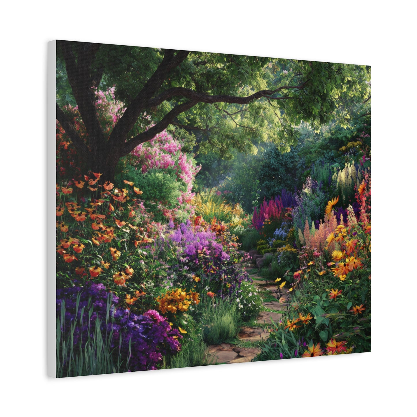 Vibrant Garden Canvas Art, Nature Wall Decor, Floral Home Accent, Landscape Print, Botanical Artwork for Any Room