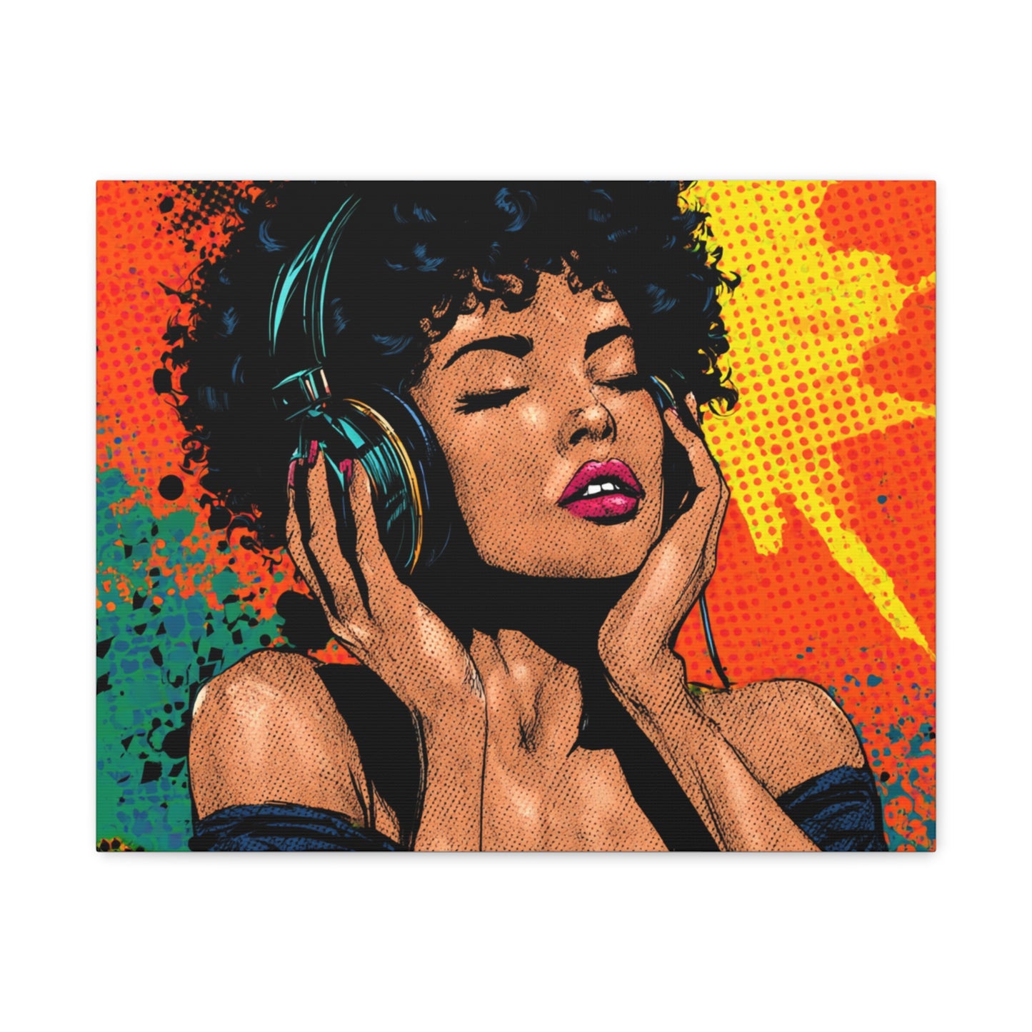 Vibrant Canvas Wall Art, Pop Art Painting, Music Lover