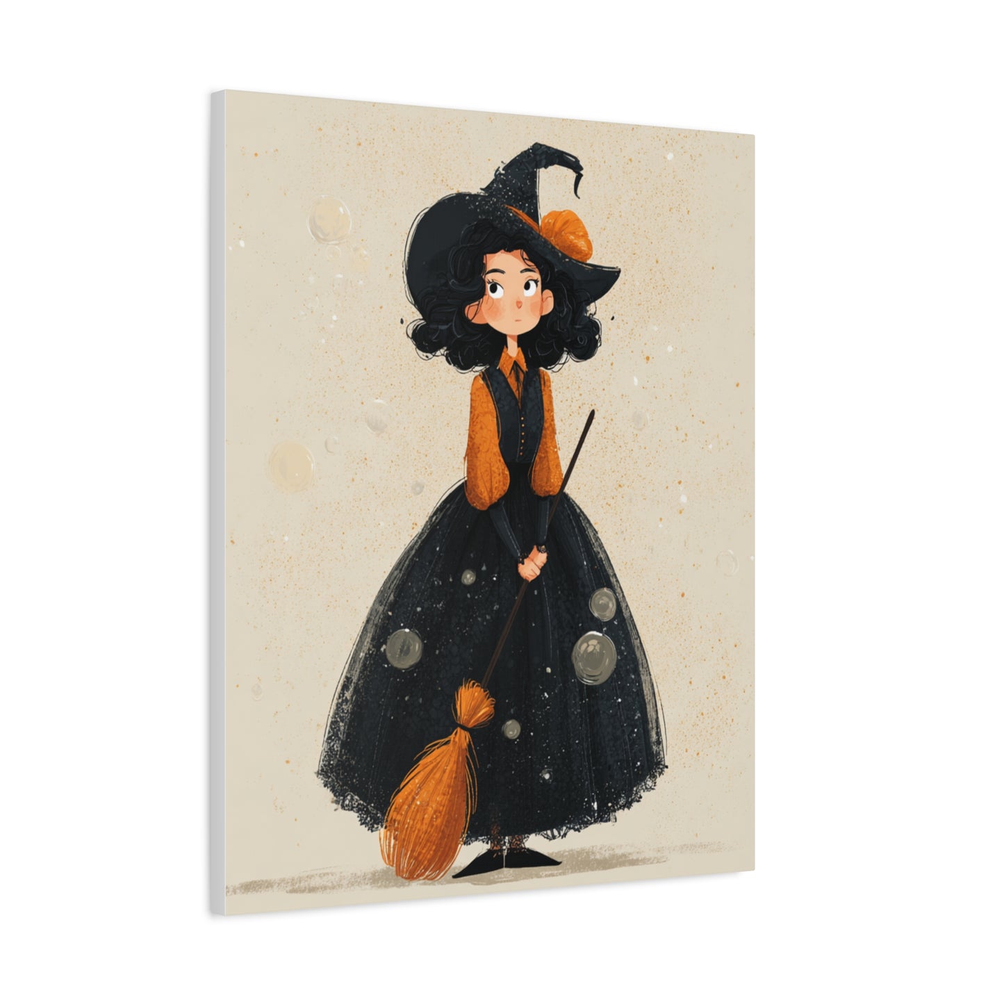 Whimsical Halloween Canvas Art, Decor for Fall, Spooky Season Home Decor, Witch Artwork, Gift for Witch Lovers, Cute Black Hat Art