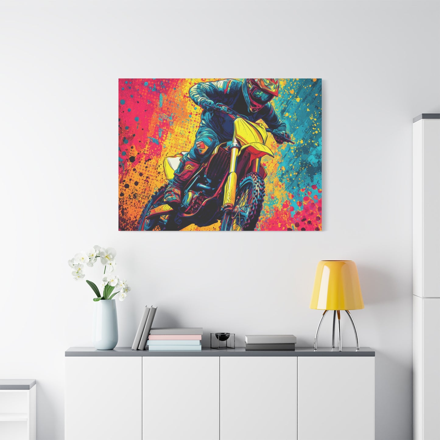 Vibrant Motocross Canvas Art, Perfect for Sports Enthusiasts, Wall Decor, Gift for Bikers, Home or Office Decoration