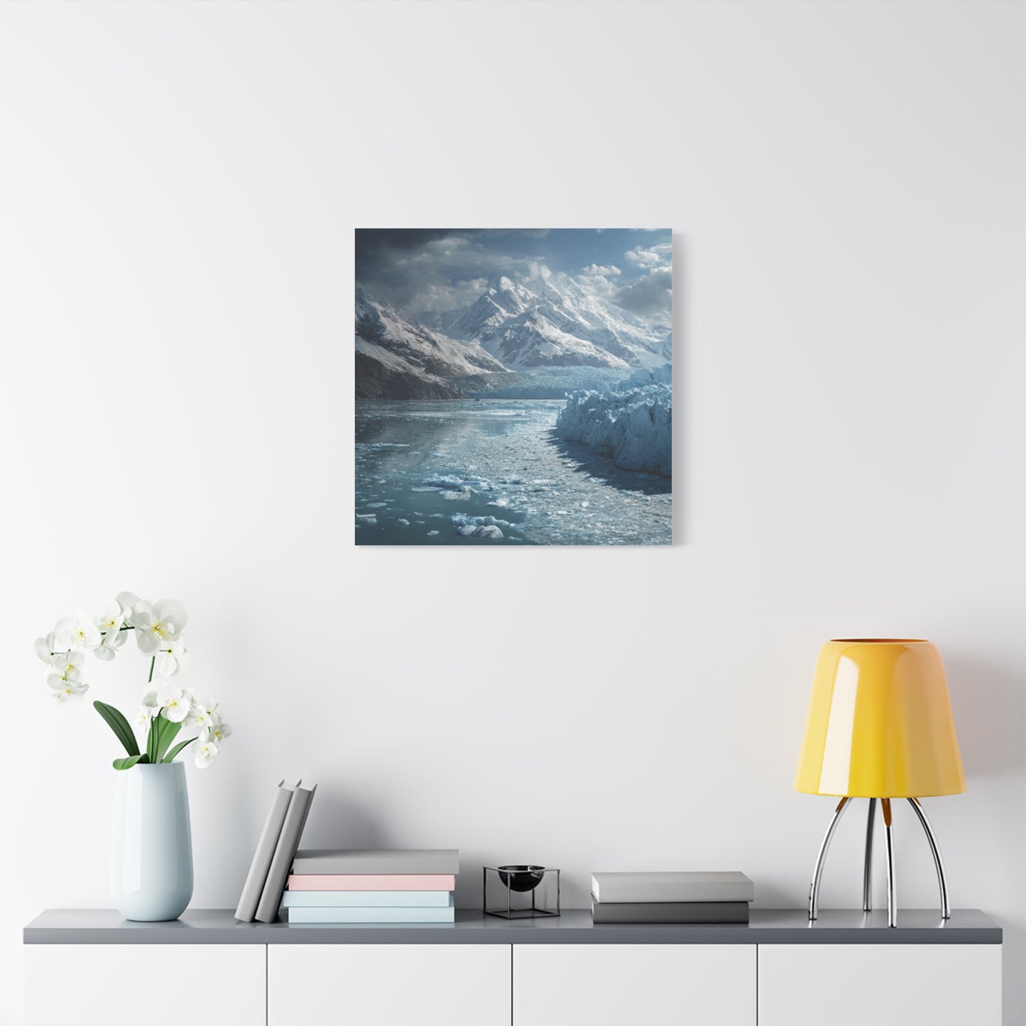 Stretched Canvas Art Print - Serene Glacier Landscape, Wall Decor, Nature Artwork, Gift for Nature Lovers, Home Décor, Winter Scene