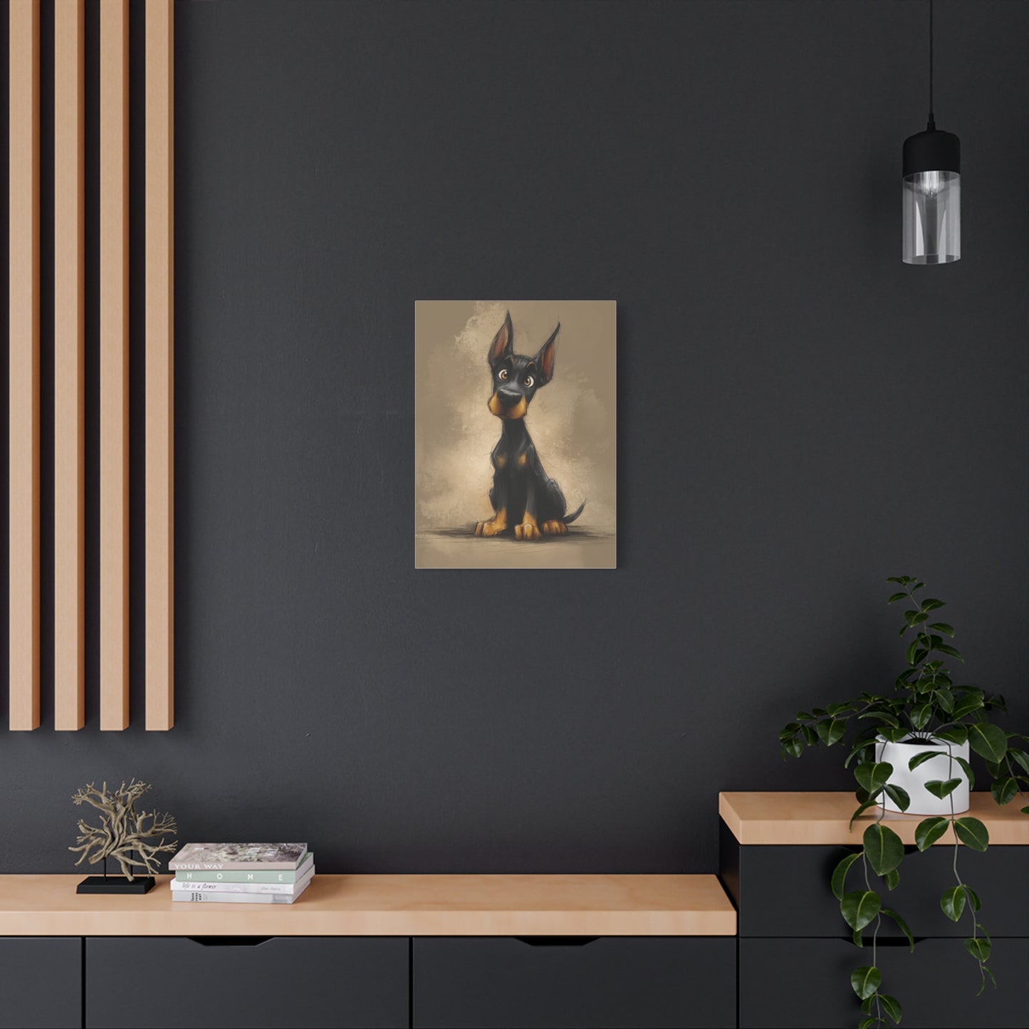 Cute Dog Art Canvas Print, Stretched Dog Wall Decor, Pet Lover Gift, Home Decor for Dog Owners, Animal Portrait, Dog Mom Gift