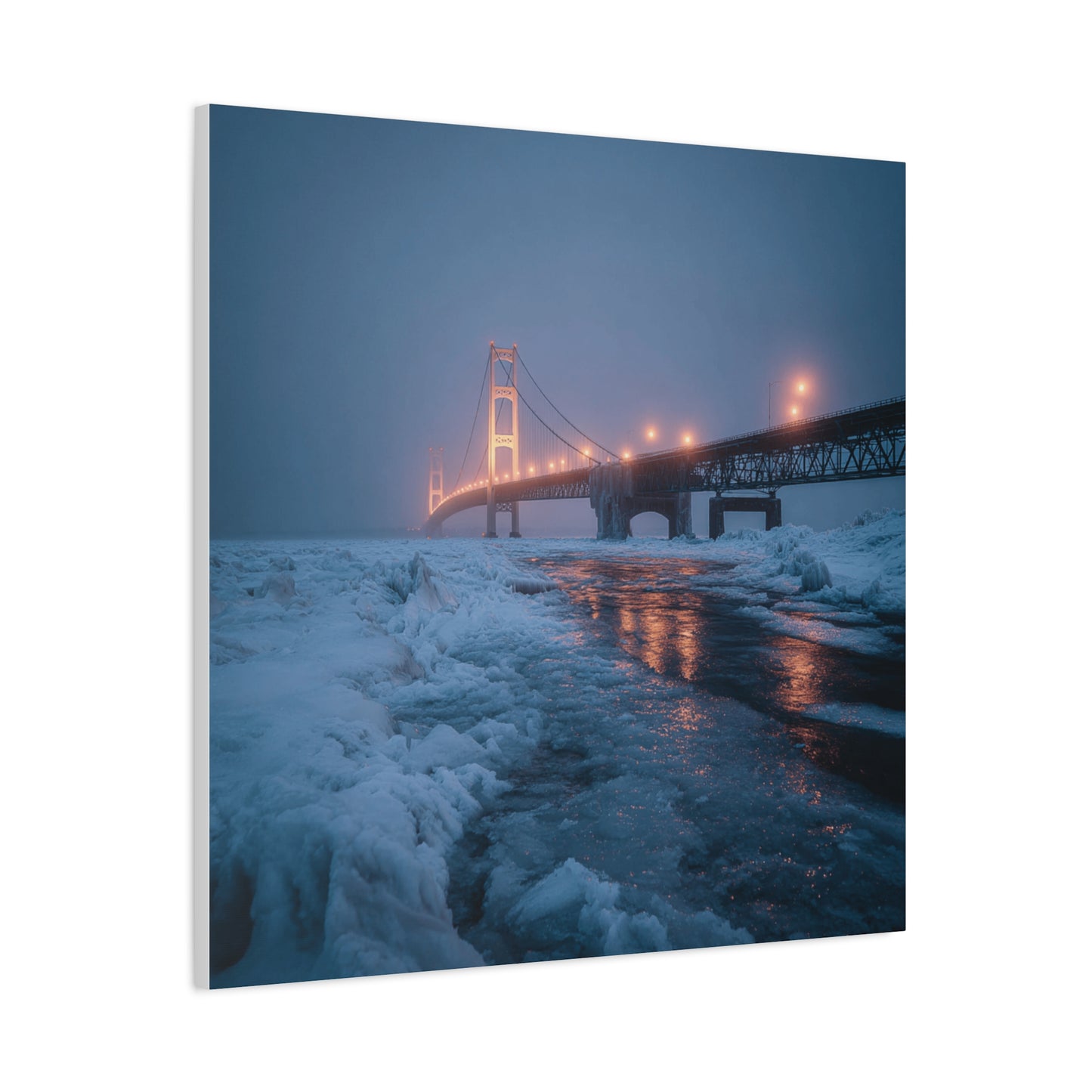 Winter Bridge Canvas Print, Decorative Wall Art, Home Decor, Framed Landscape, Gift for Nature Lovers, Contemporary Art