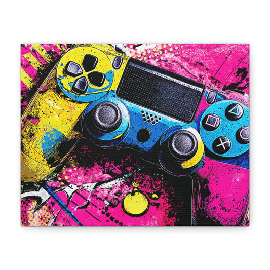 Vibrant Gaming Art Canvas, Game Room Decor, PlayStation Controller Wall Art, Gamer Gift, Colorful Home Decoration