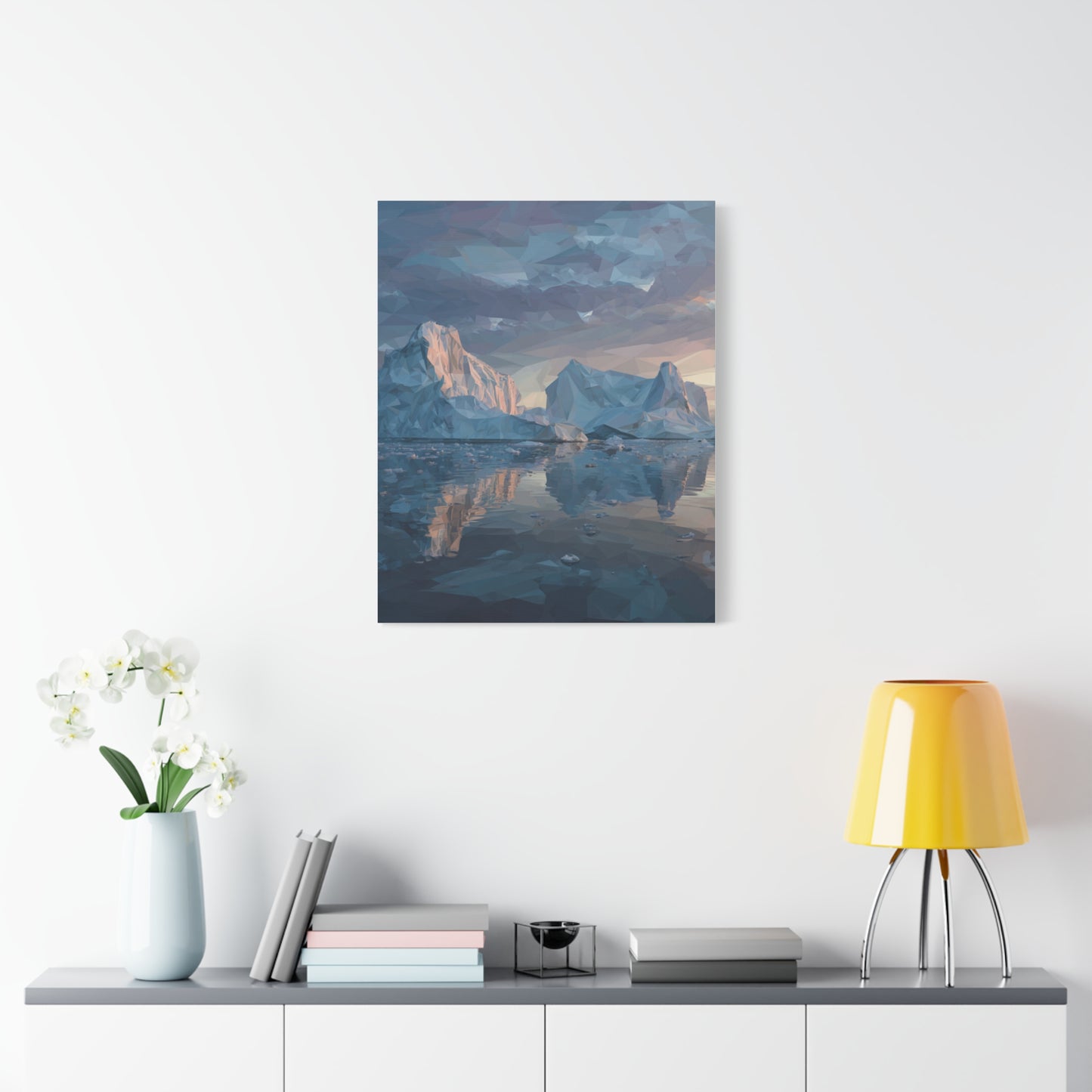 Stretched Canvas Art Print, Geometric Landscape Wall Decor, Minimalist Home Accent, Nature-Inspired Artwork, Unique Gift Idea