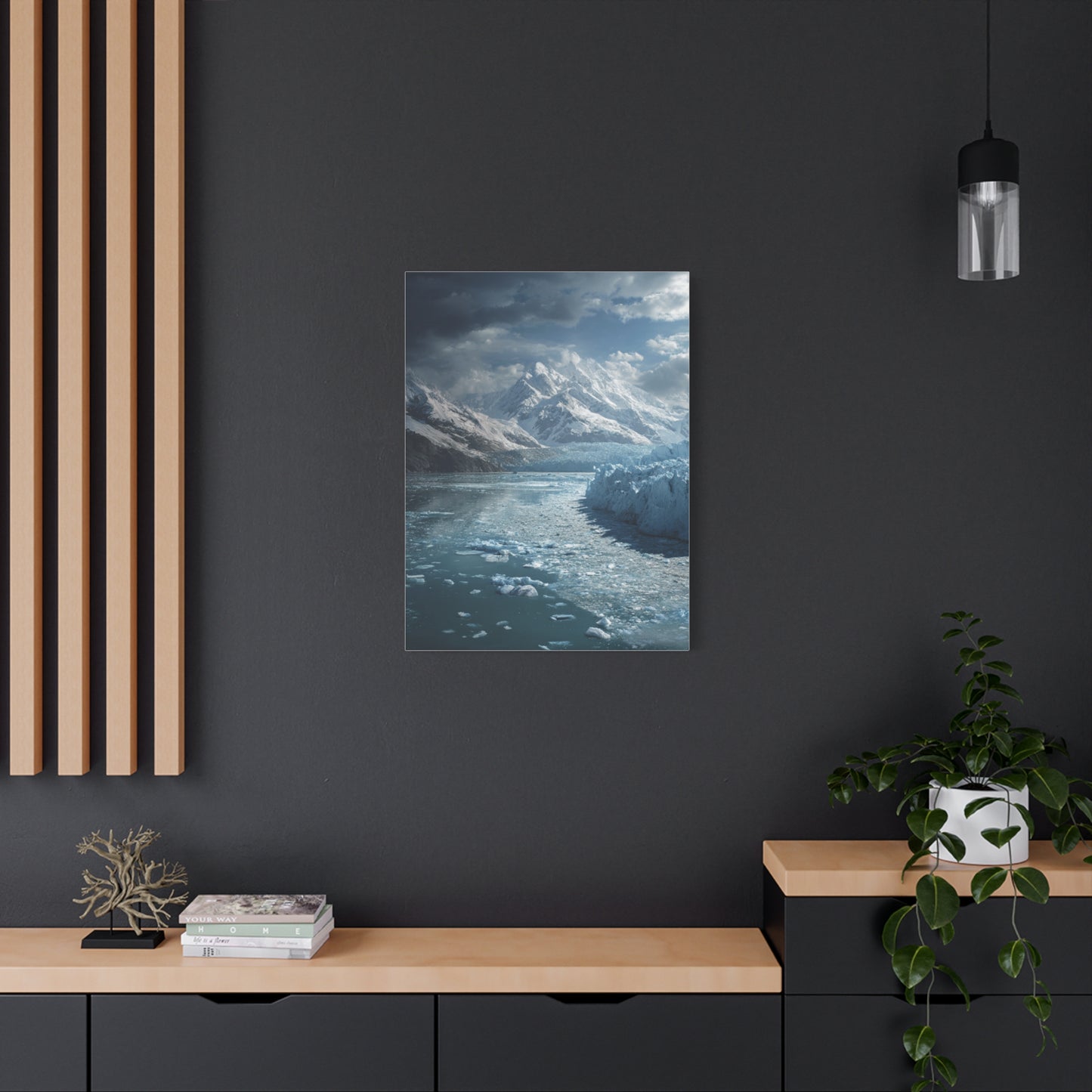 Stretched Canvas Art Print - Serene Glacier Landscape, Wall Decor, Nature Artwork, Gift for Nature Lovers, Home Décor, Winter Scene