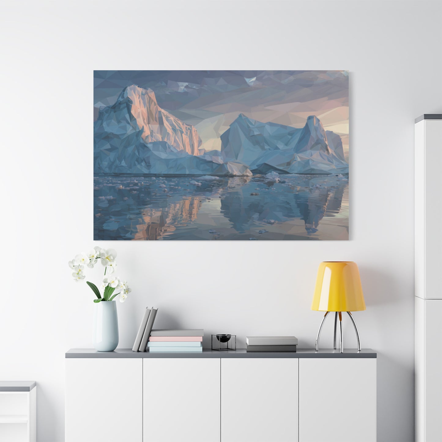 Stretched Canvas Art Print, Geometric Landscape Wall Decor, Minimalist Home Accent, Nature-Inspired Artwork, Unique Gift Idea