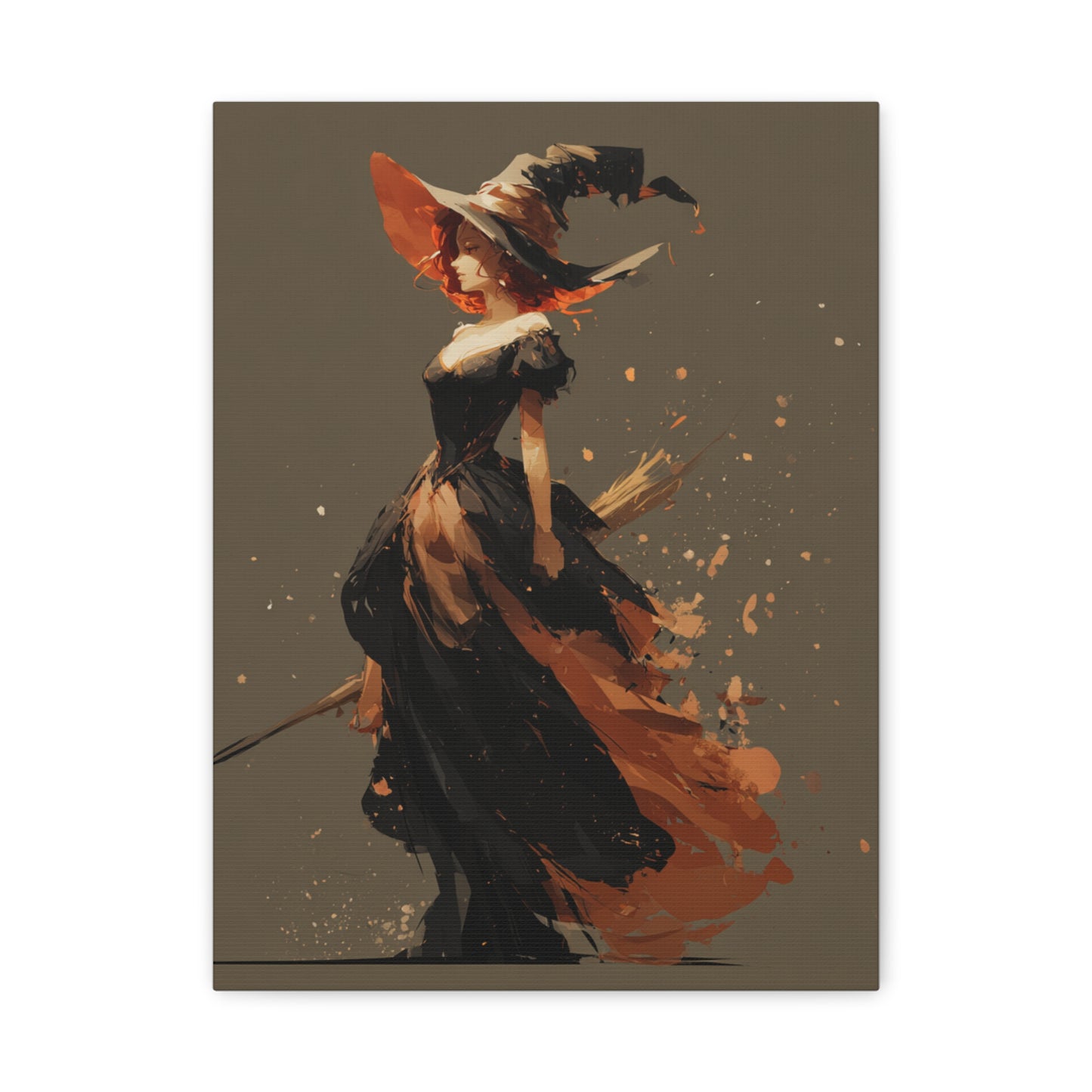 Witch Art Canvas Wall Decor, Magical Witch Painting, Halloween Home Decor, Modern Art Print, Witchcraft Wall Art