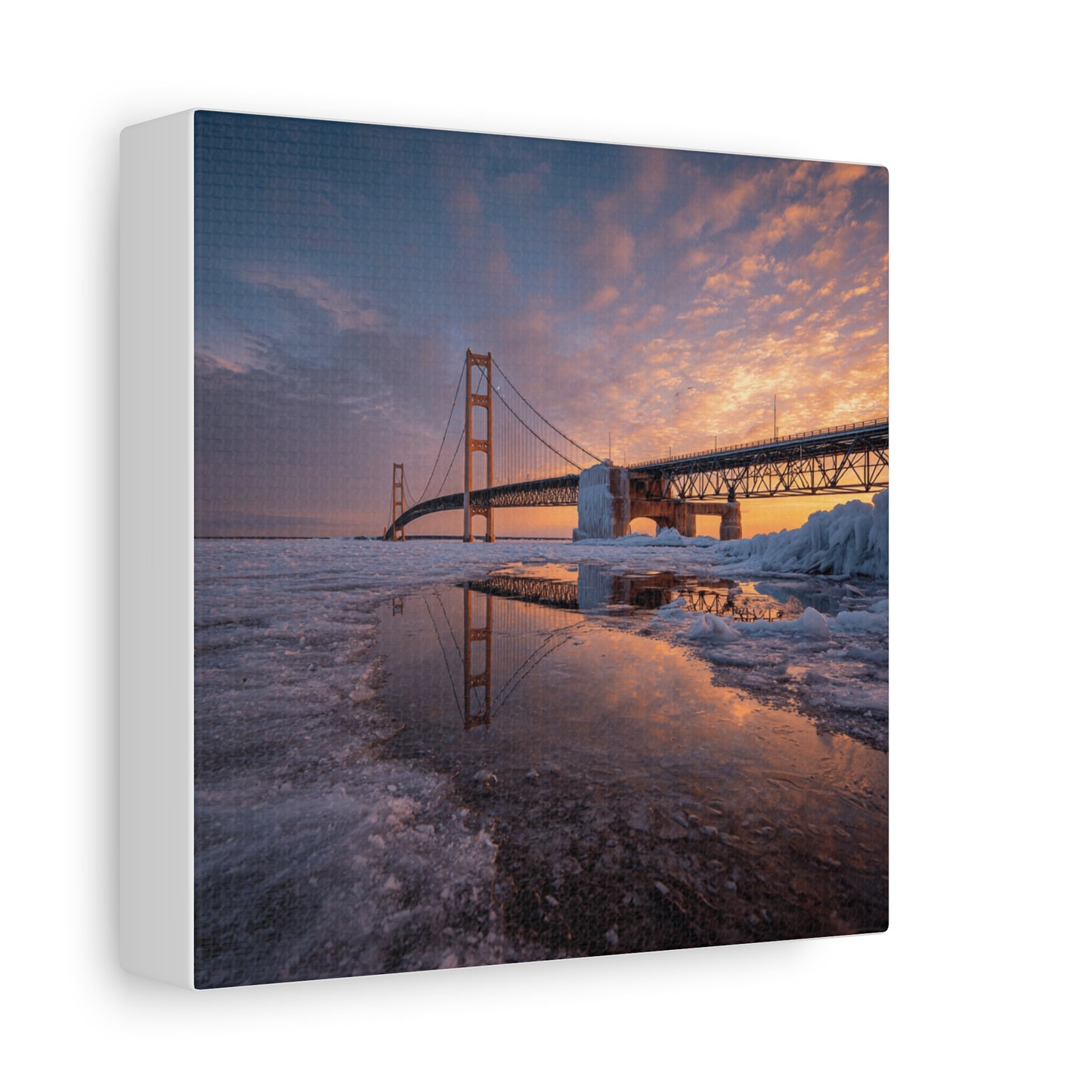 Framed Canvas Wall Art, Stunning Michigan Bridge, Home Decor, Gift for Art Lovers, Modern Aesthetic, Nature Photography