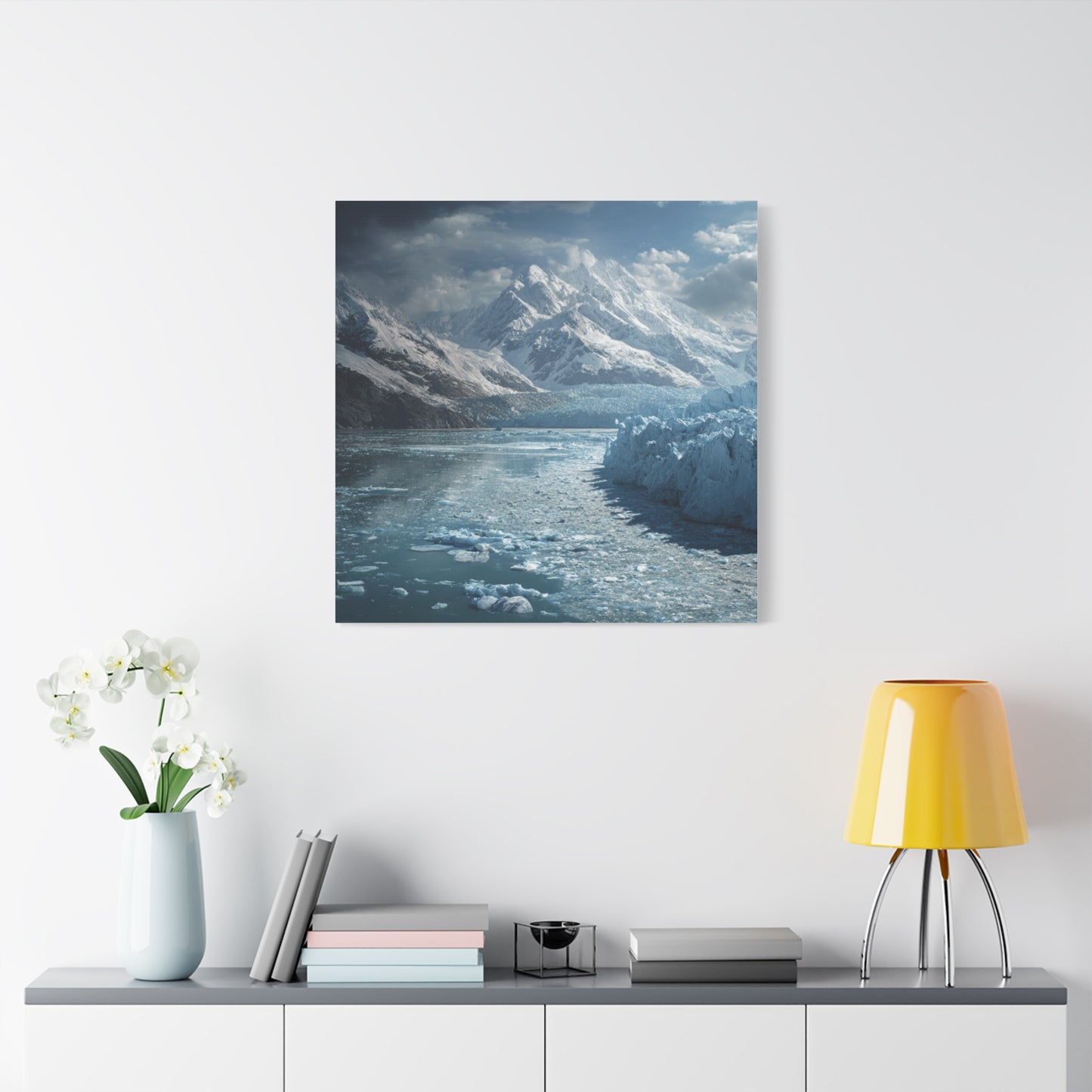 Stretched Canvas Art Print - Serene Glacier Landscape, Wall Decor, Nature Artwork, Gift for Nature Lovers, Home Décor, Winter Scene