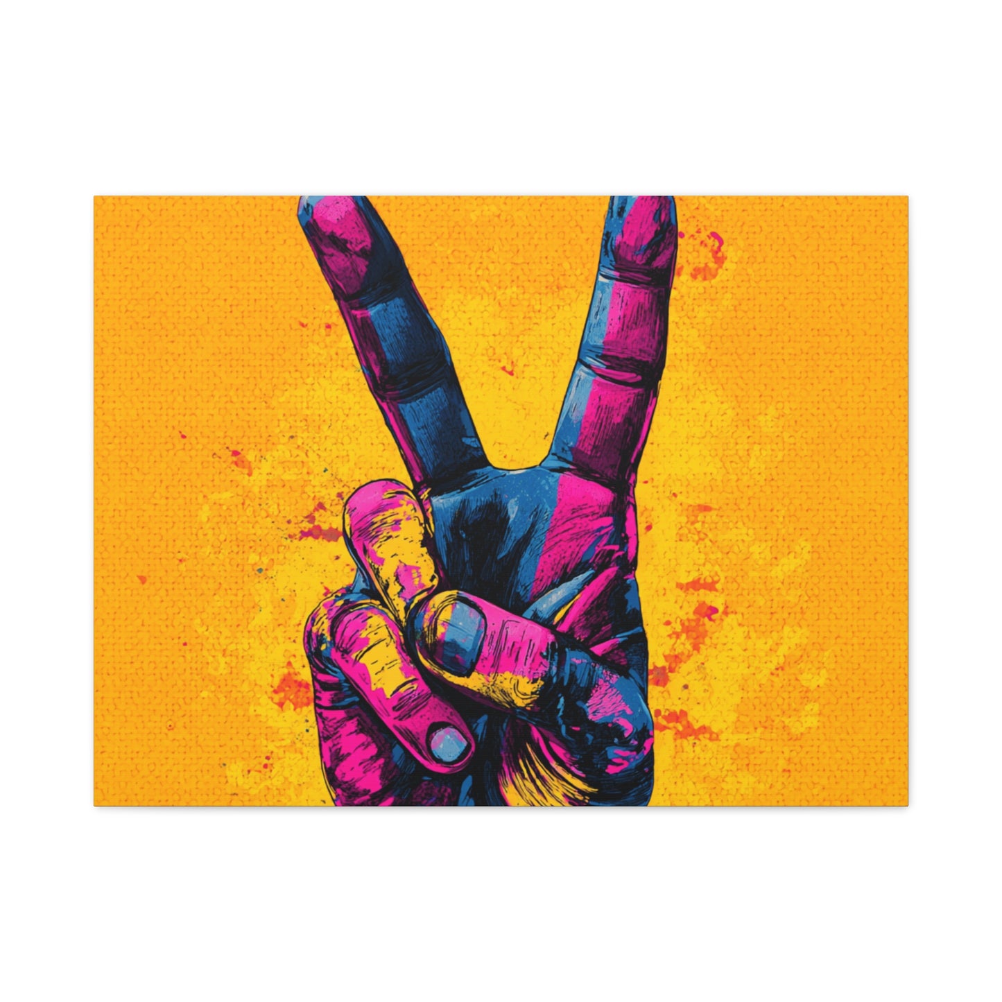 Canvas Print - Hand in Peace Sign, Colorful Pop Art