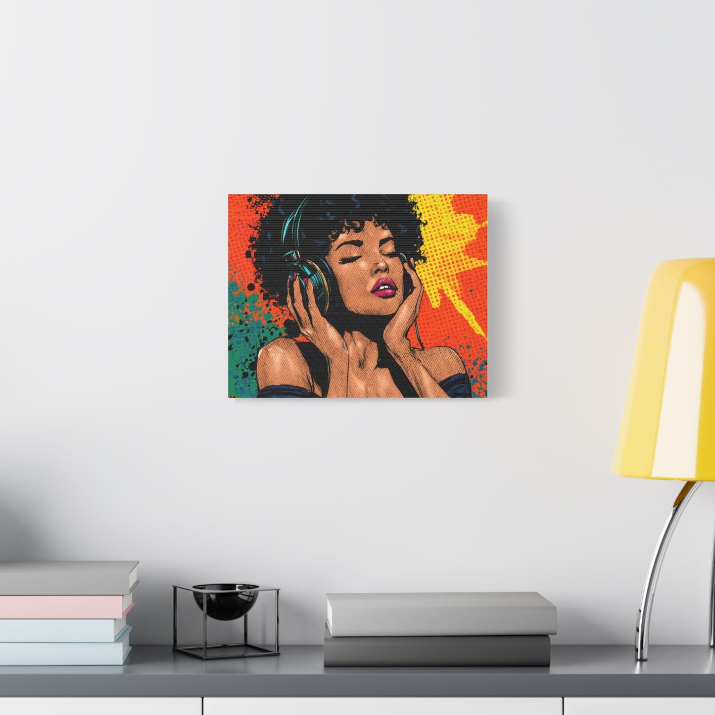 Vibrant Canvas Wall Art, Pop Art Painting, Music Lover